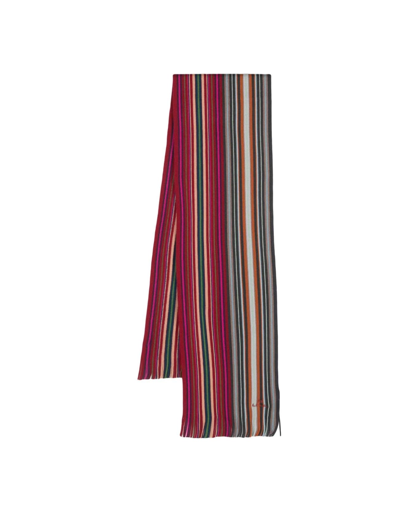 PS by Paul Smith Men Scarf Spectrum Stripes - Burgundy Borde スカーフ