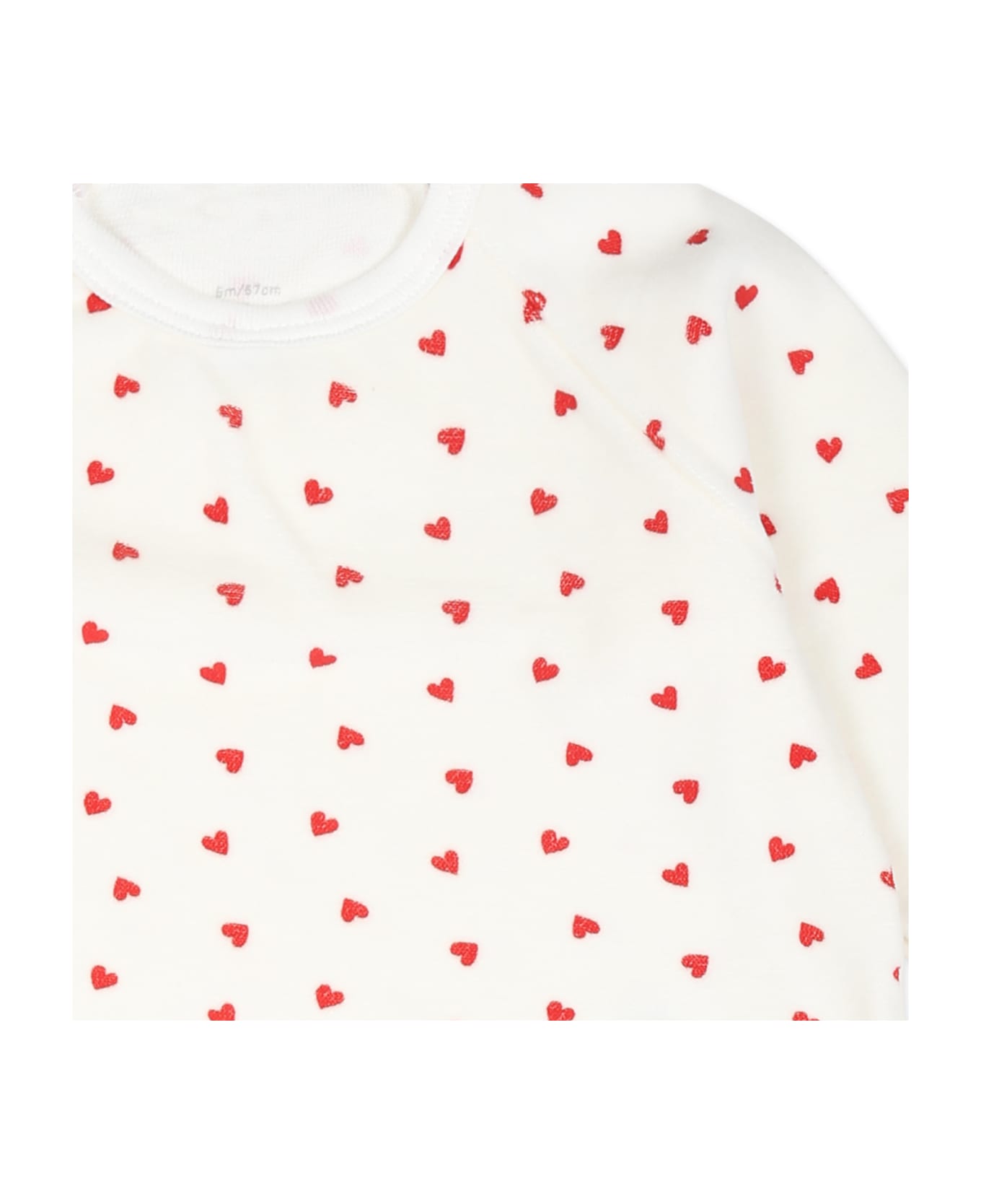 Petit Bateau White Babygrow For Babykids With Hearts - White