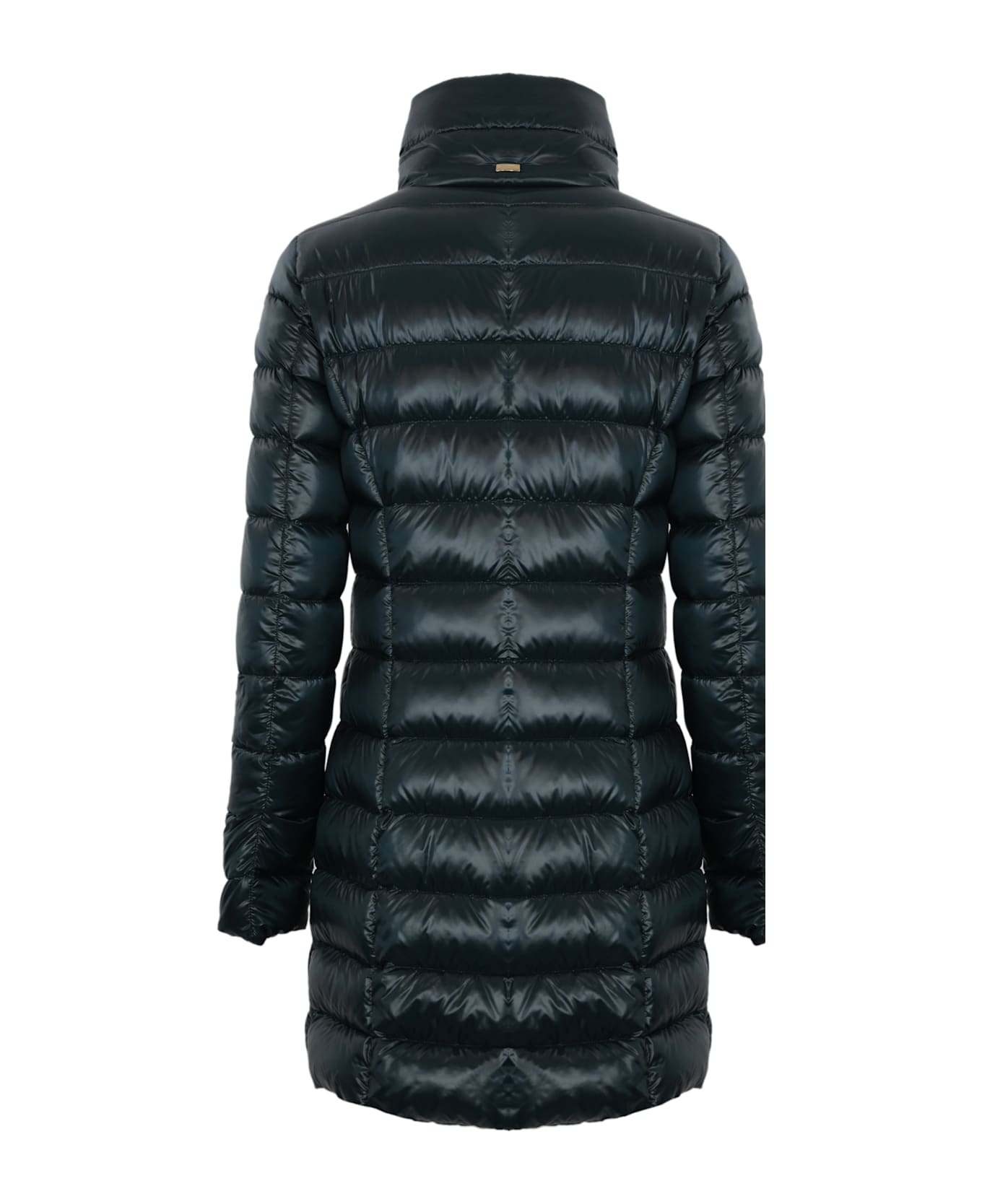 Herno Quilted Black Midi Down Jacket - Petrolio