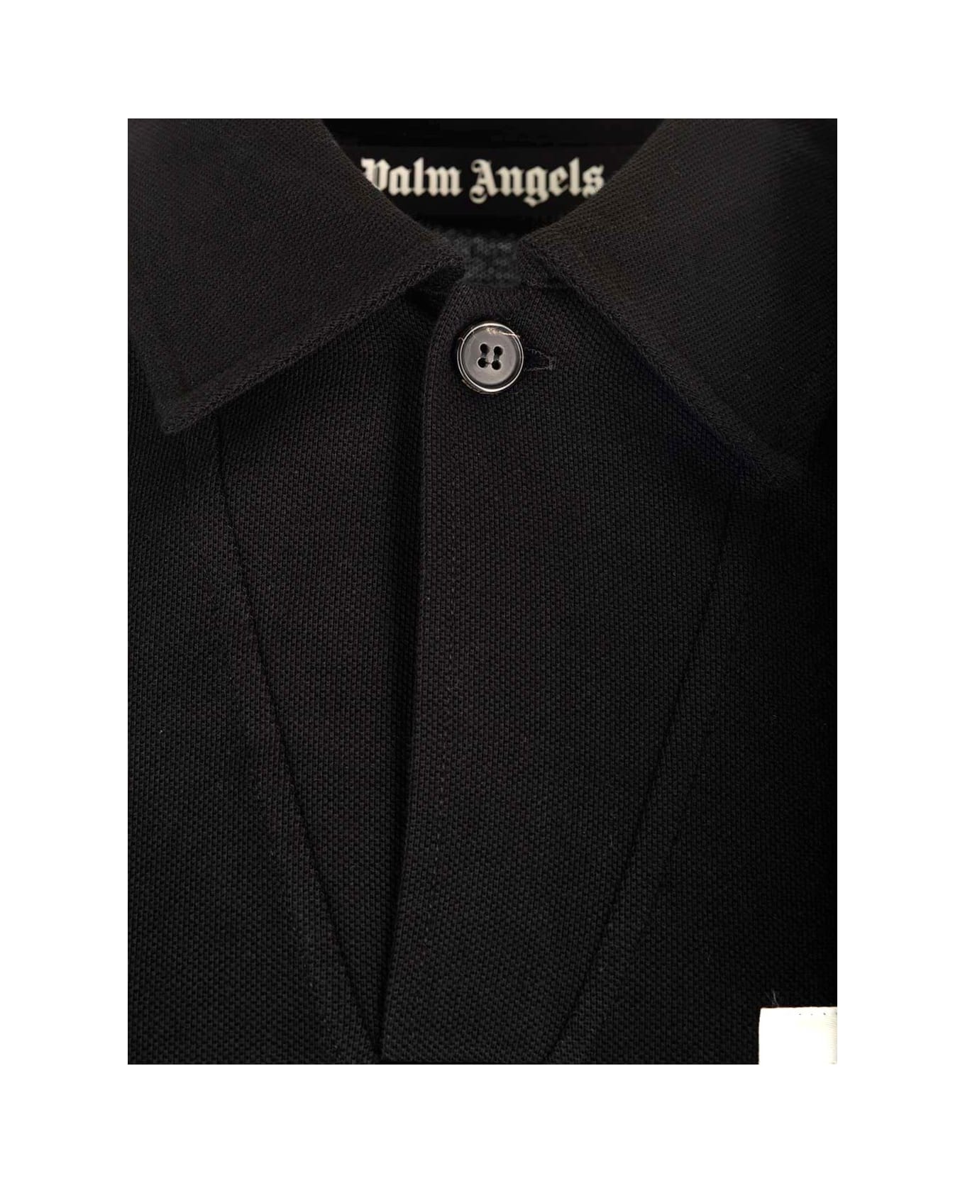 Palm Angels Sartorial Tape Pocket Polo Shirt - BLACK/WHITE