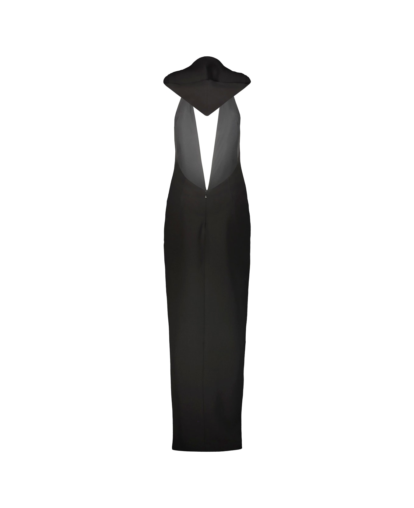 Monot Hooded Dress With Slit - Black