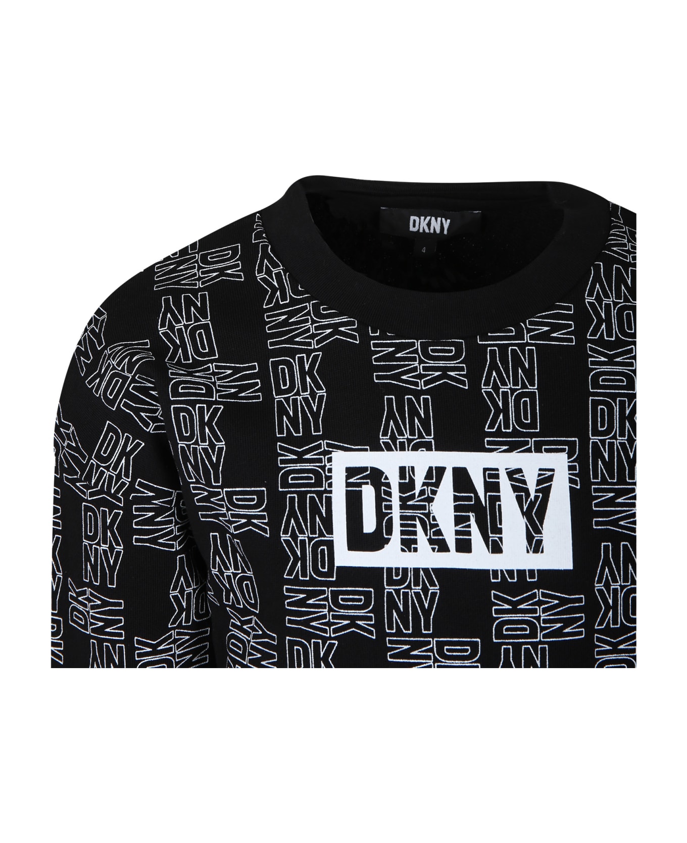 DKNY Black Sweatshirt For Kids With Logo - Black ニットウェア＆スウェットシャツ