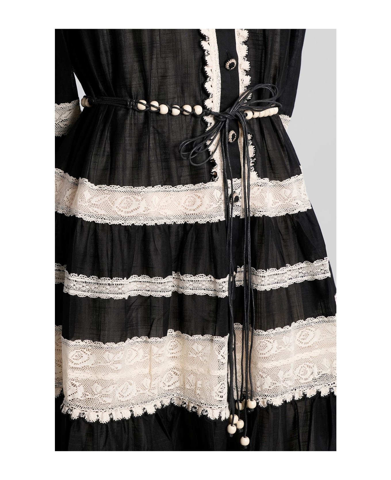 ワンピース ZIMMERMANN Woman Dress Black 3227DSS251 BLCR Black and beige Rhiannon Lace Billow Dress Zimmermann
