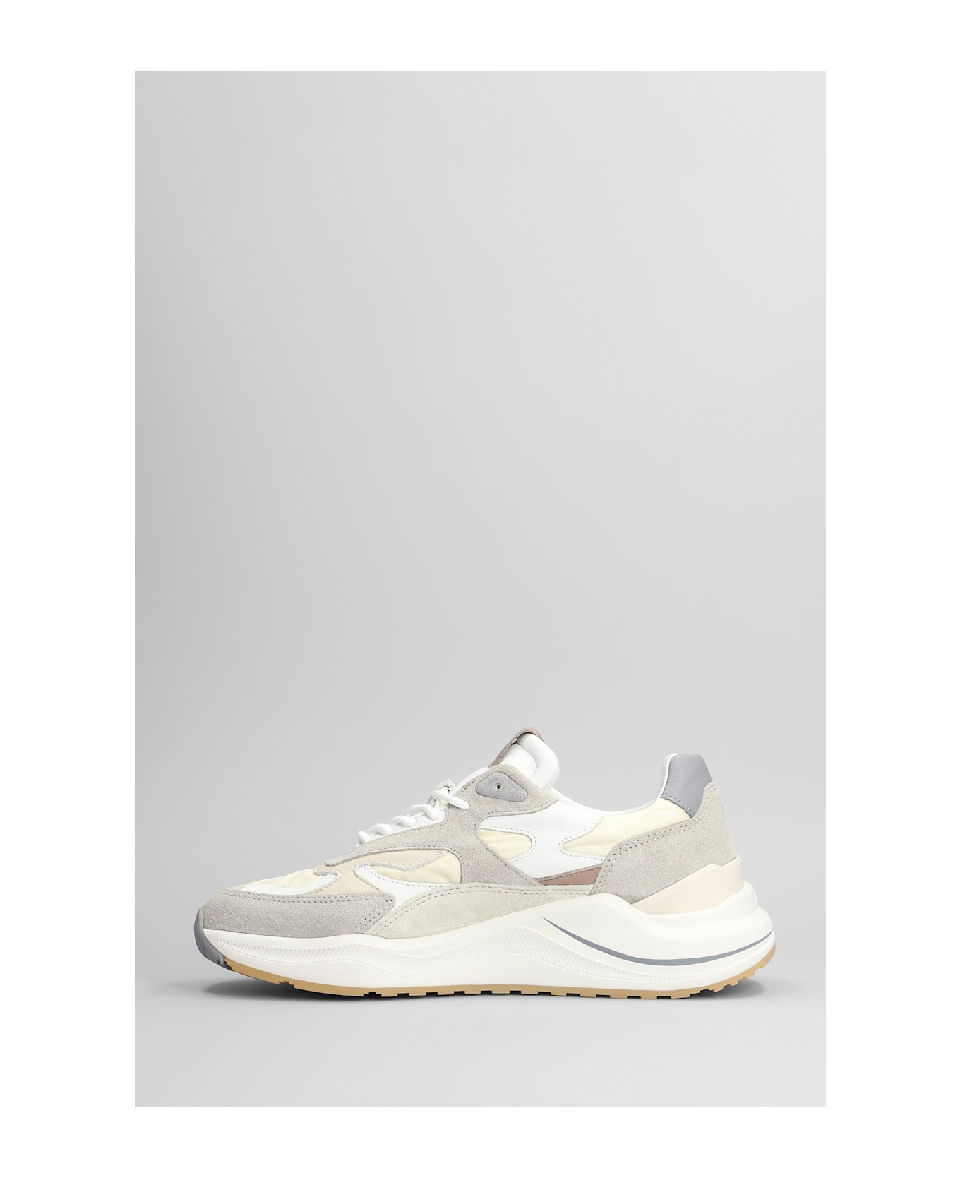 D.A.T.E. Fuga Sneakers In Beige Suede And Fabric - beige