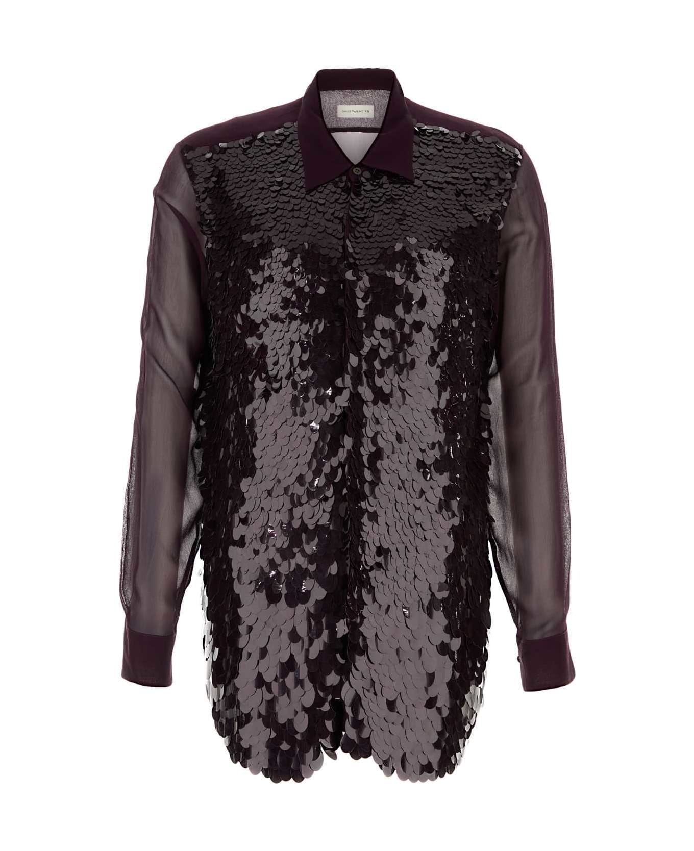 Dries Van Noten Purple Crepe Curles Shirt - BURGUNDY