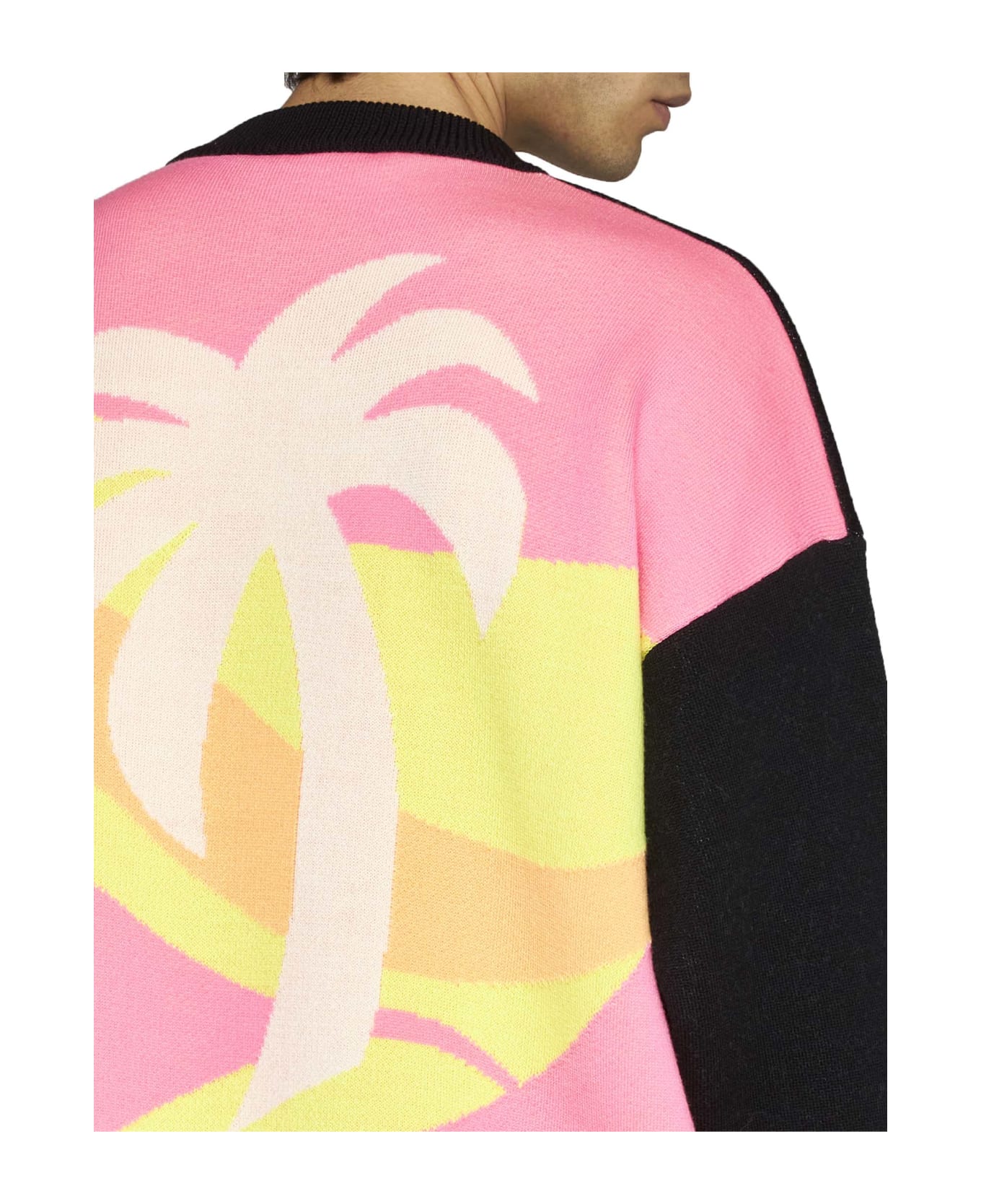 Palm Angels Intarsia Palm Sweater - Black/multi フリース