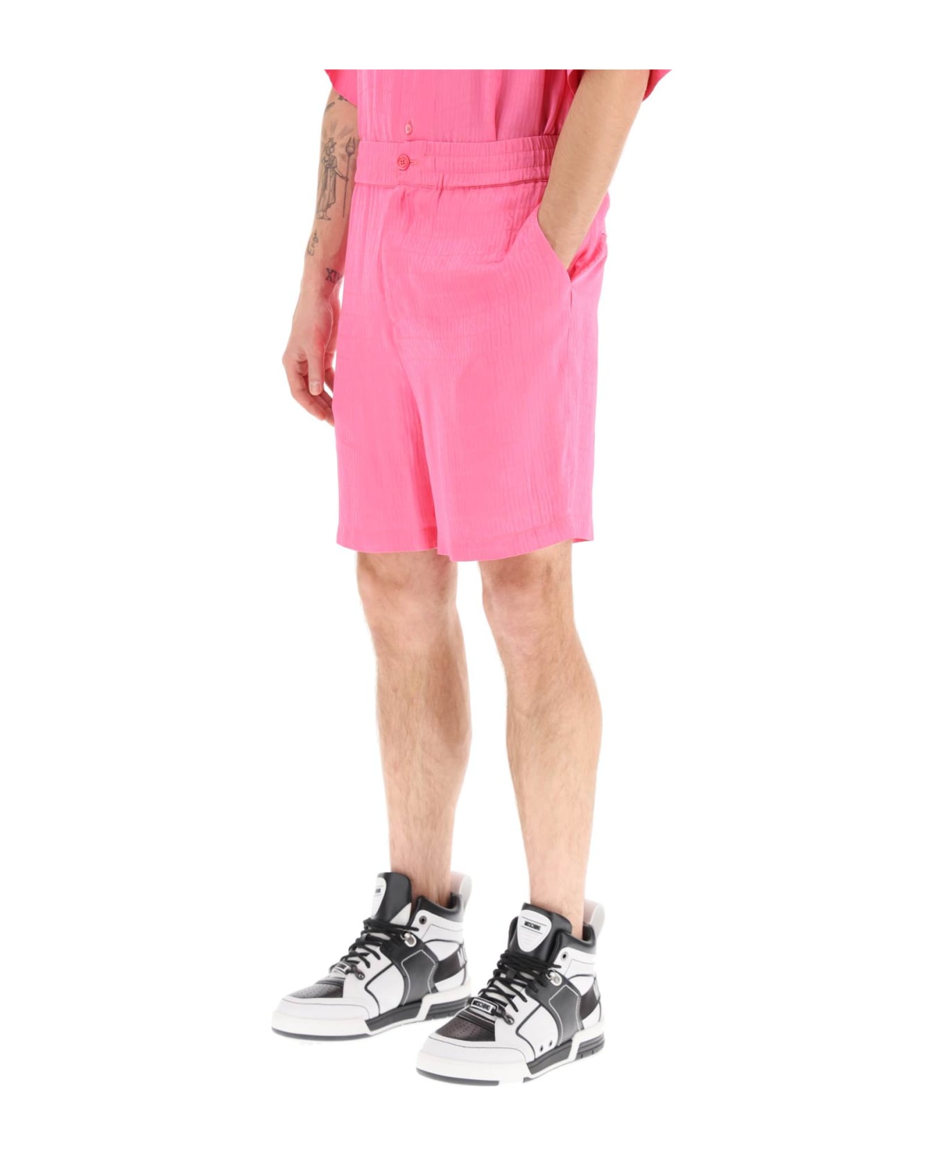 Moschino Monogram Silk And Viscose Shorts - ROSA (Pink)