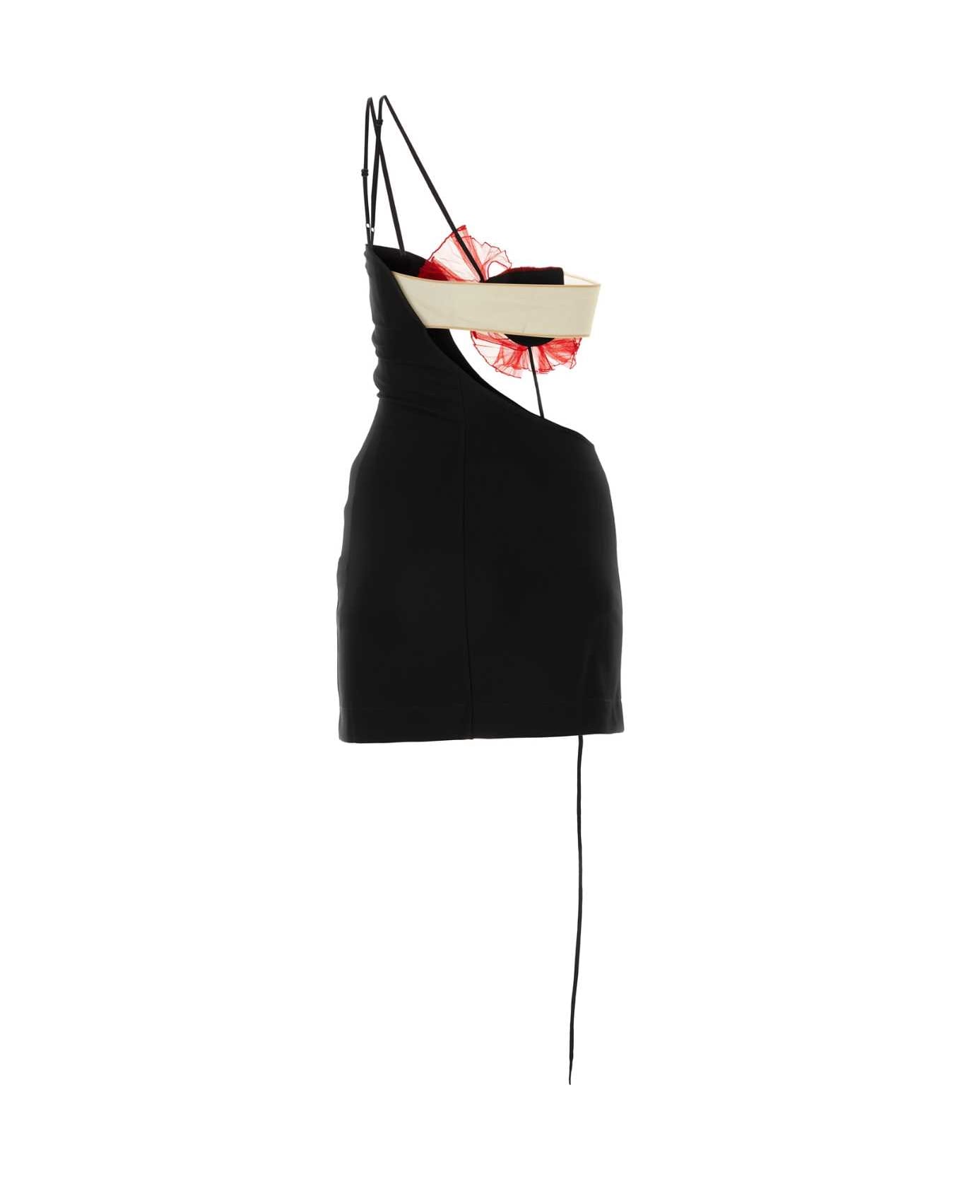 Nensi Dojaka Black Stretch Viscose Blend Mini Dress - BLACKRED