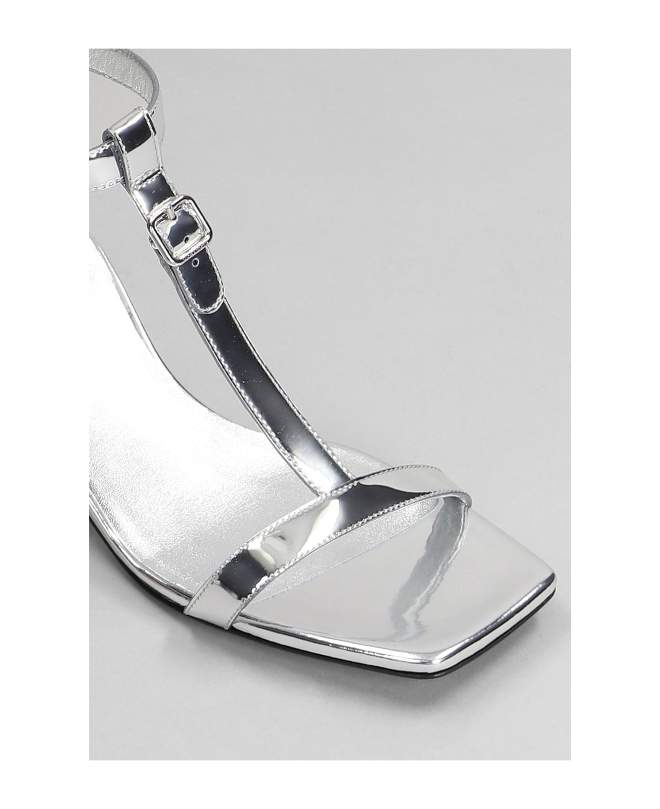 Courrèges Sandals In Silver Patent Leather - silver