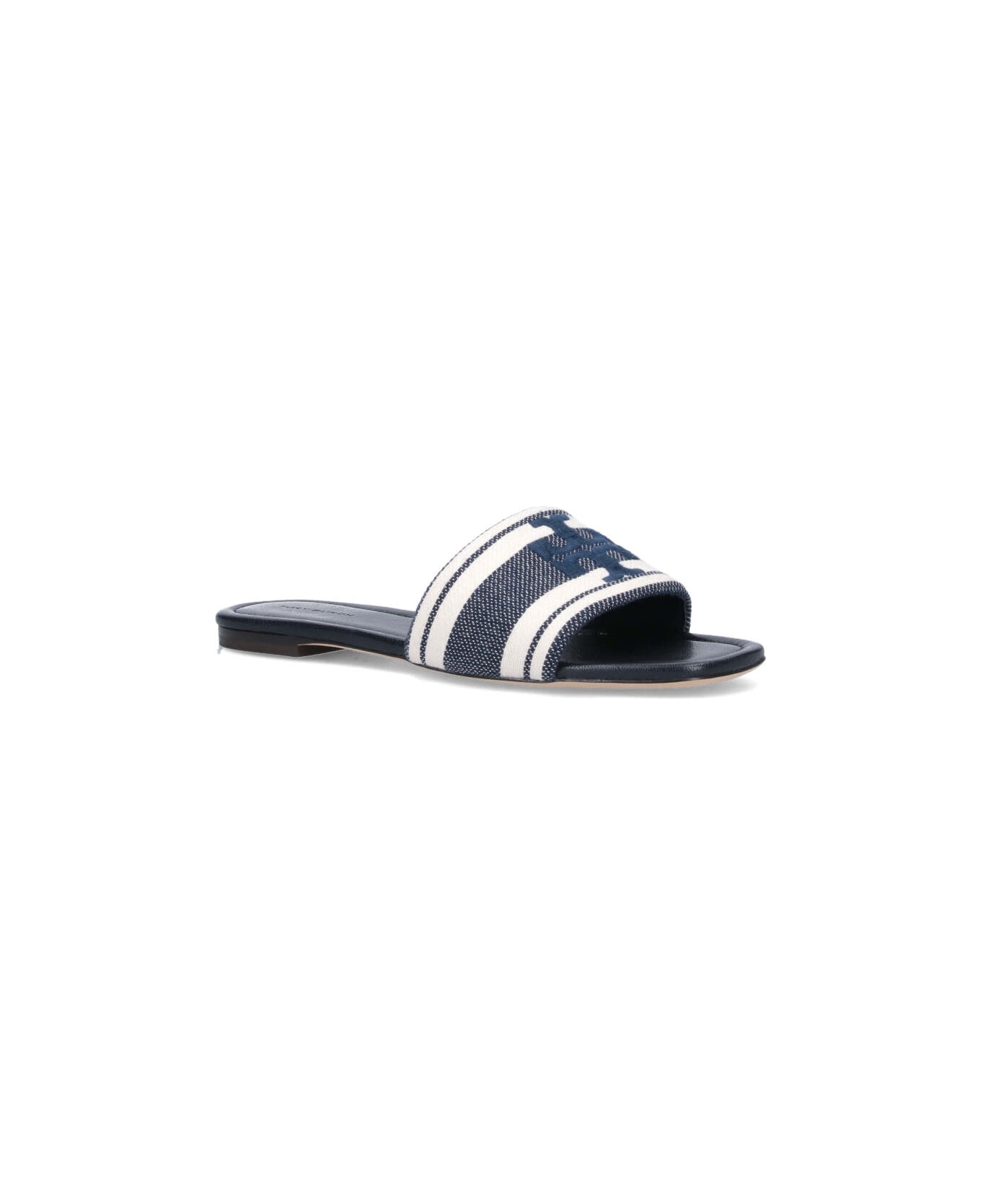 Tory Burch Logo Slide Sandals - Blue