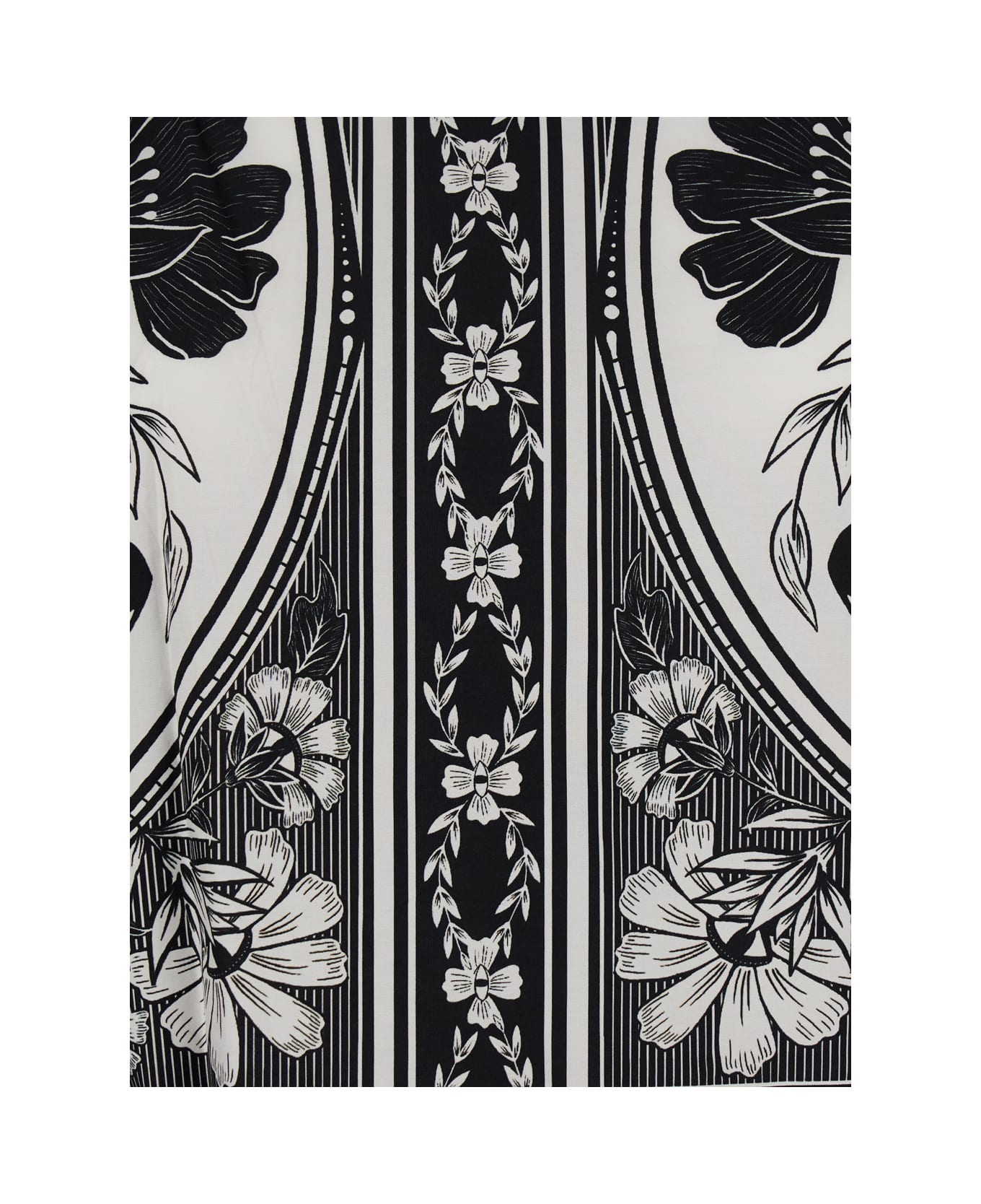 Farm Rio 
flower Leopard
 Black And White Blouse With Boat Neckline And All-over Floral Print In Cotton Woman - White/black