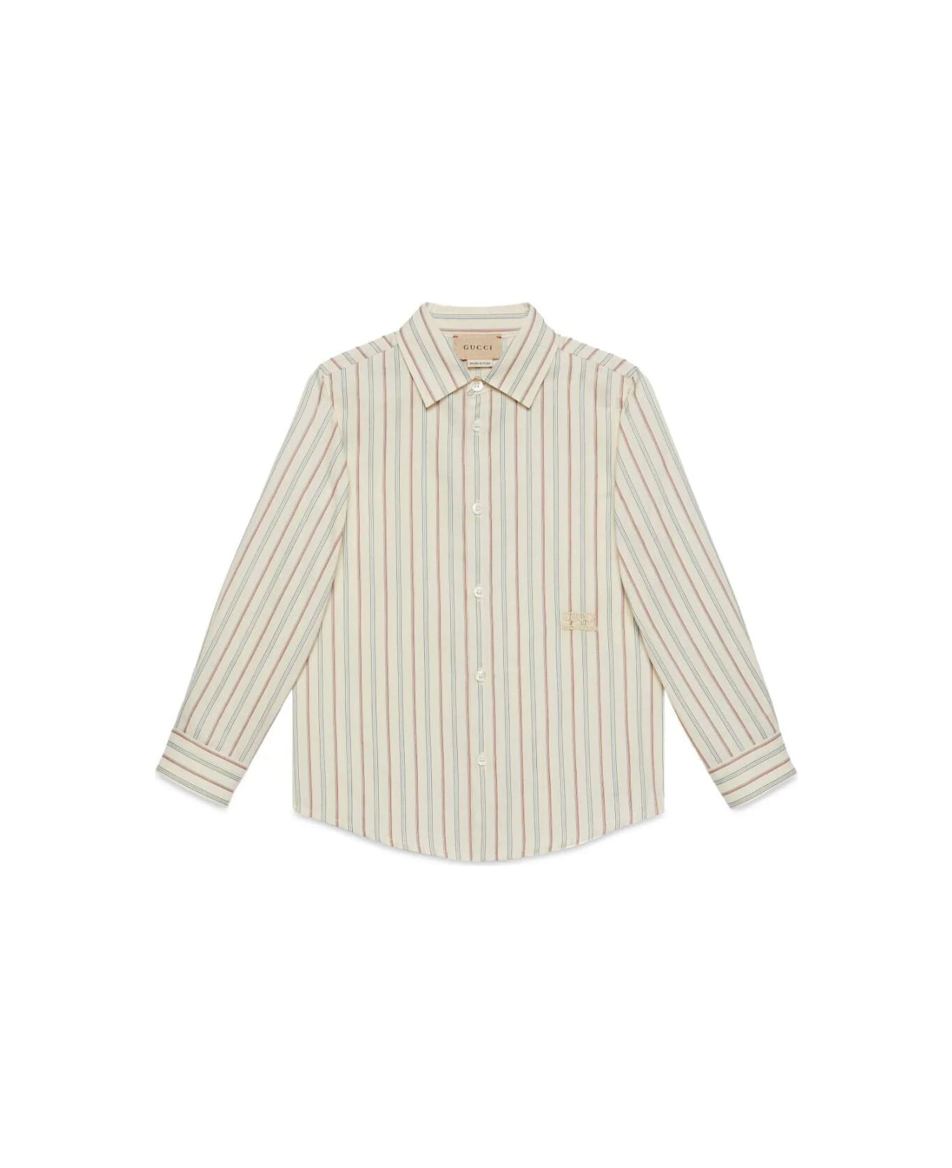 Gucci Washed Cotton Stripe Shirt - Beige Azure シャツ