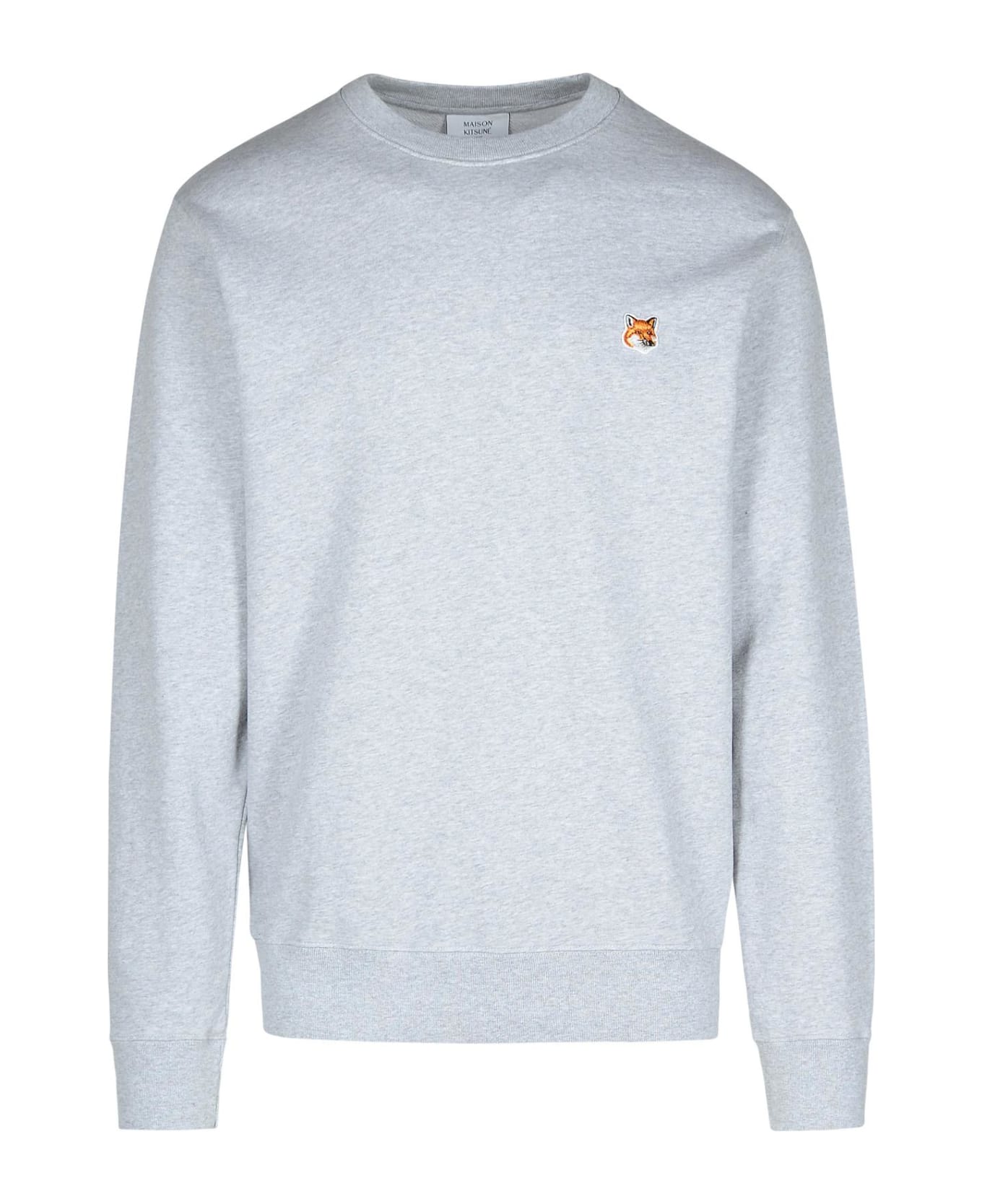 Maison Kitsuné 'fox Head' Grey Cotton Sweatshirt - LIGHT GREY MELANGE