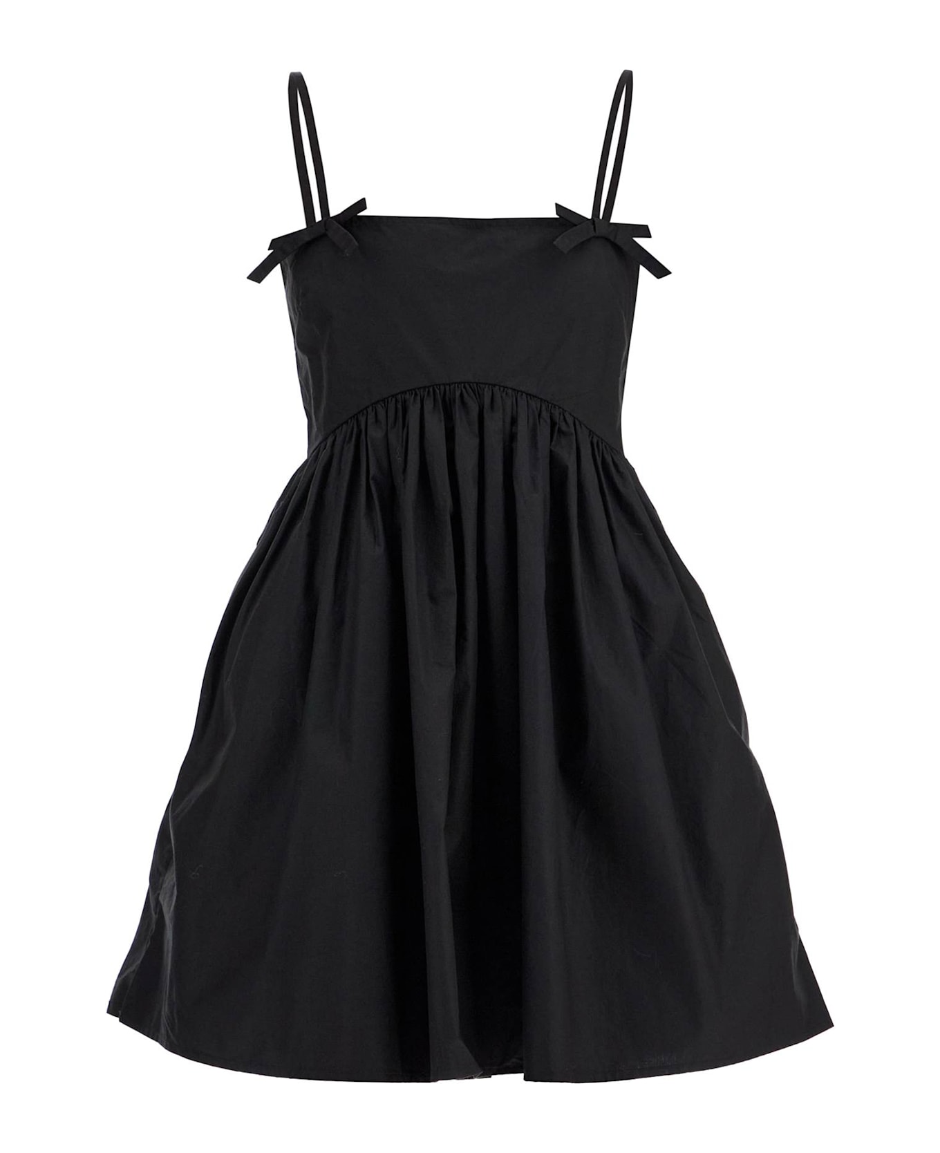 Ganni Cotton Poplin Strap Dress - BLACK (Black)