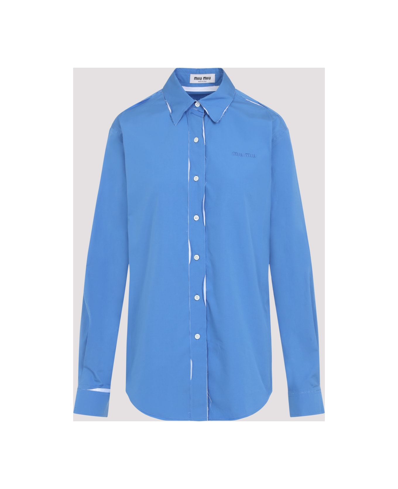 Miu Miu Cerulean Blue Poplin Shirt - PERVINCA