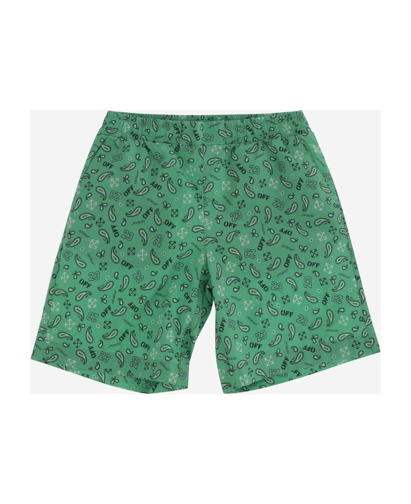 Off-White Cotton Bermuda Shorts - Green