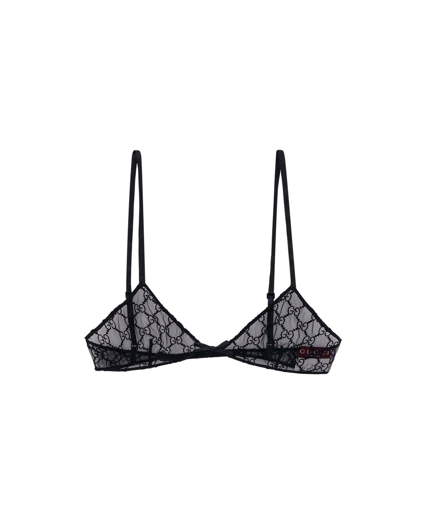 Gucci Gg Motif Lace Bra - Black
