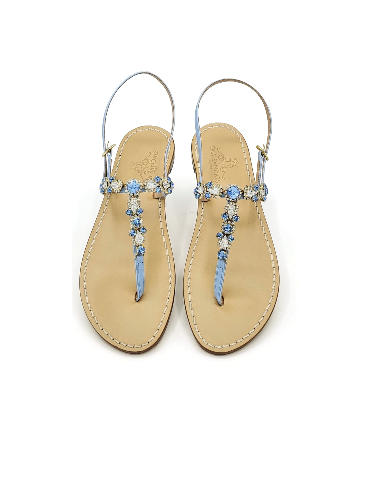 Dea Sandals Queen Light Blue Jewel Sandals - sky blue, crystal