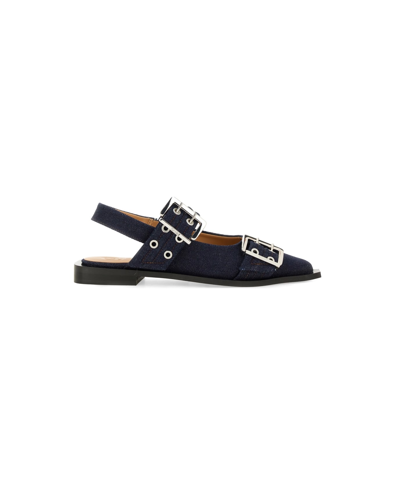 Ganni Ballerina With Buckle - DENIM