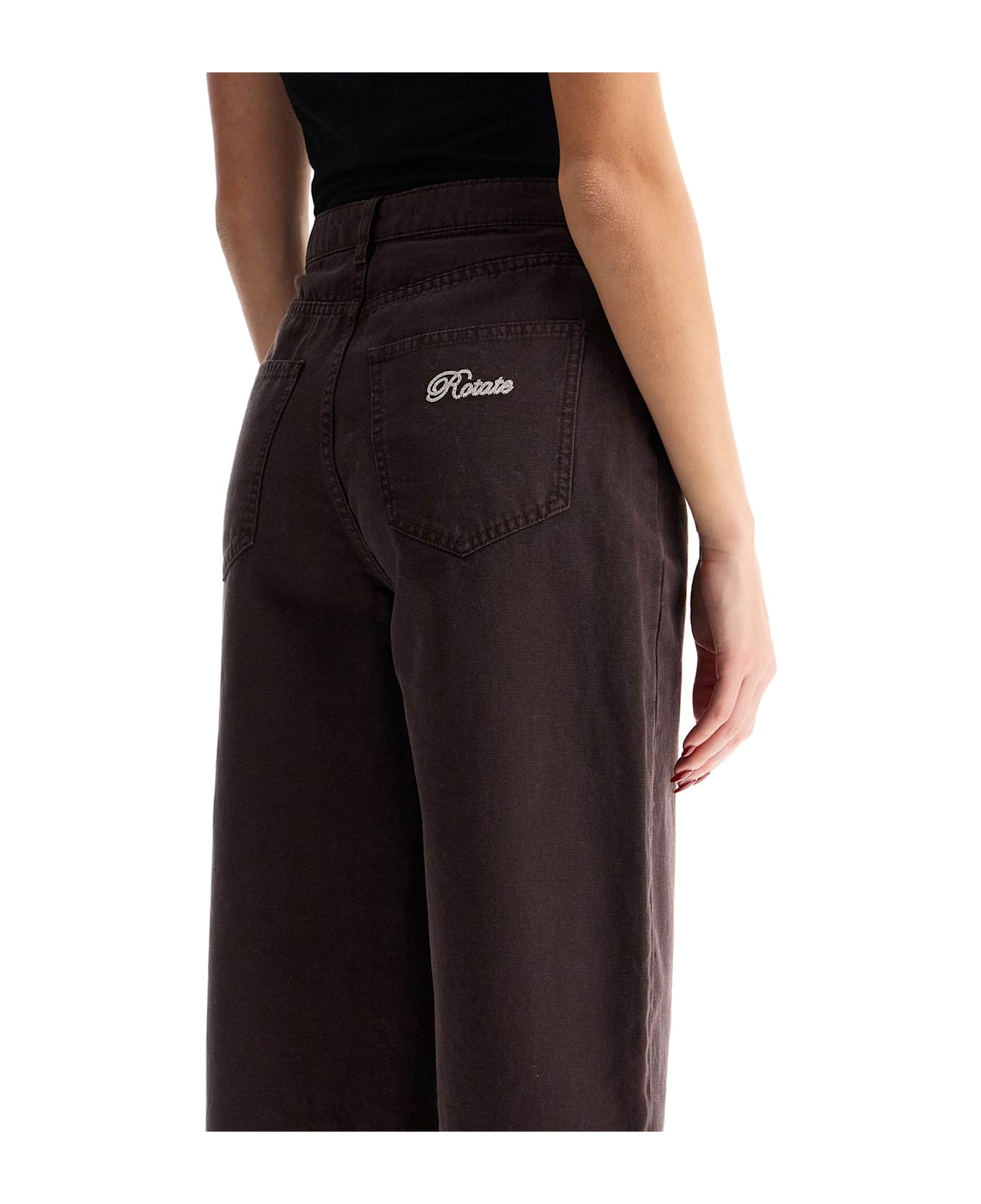 Rotate by Birger Christensen Wide Leg Five-pocket Pants With A Relaxed - CHOCOLATE PLUM (BROWN) (Brown)