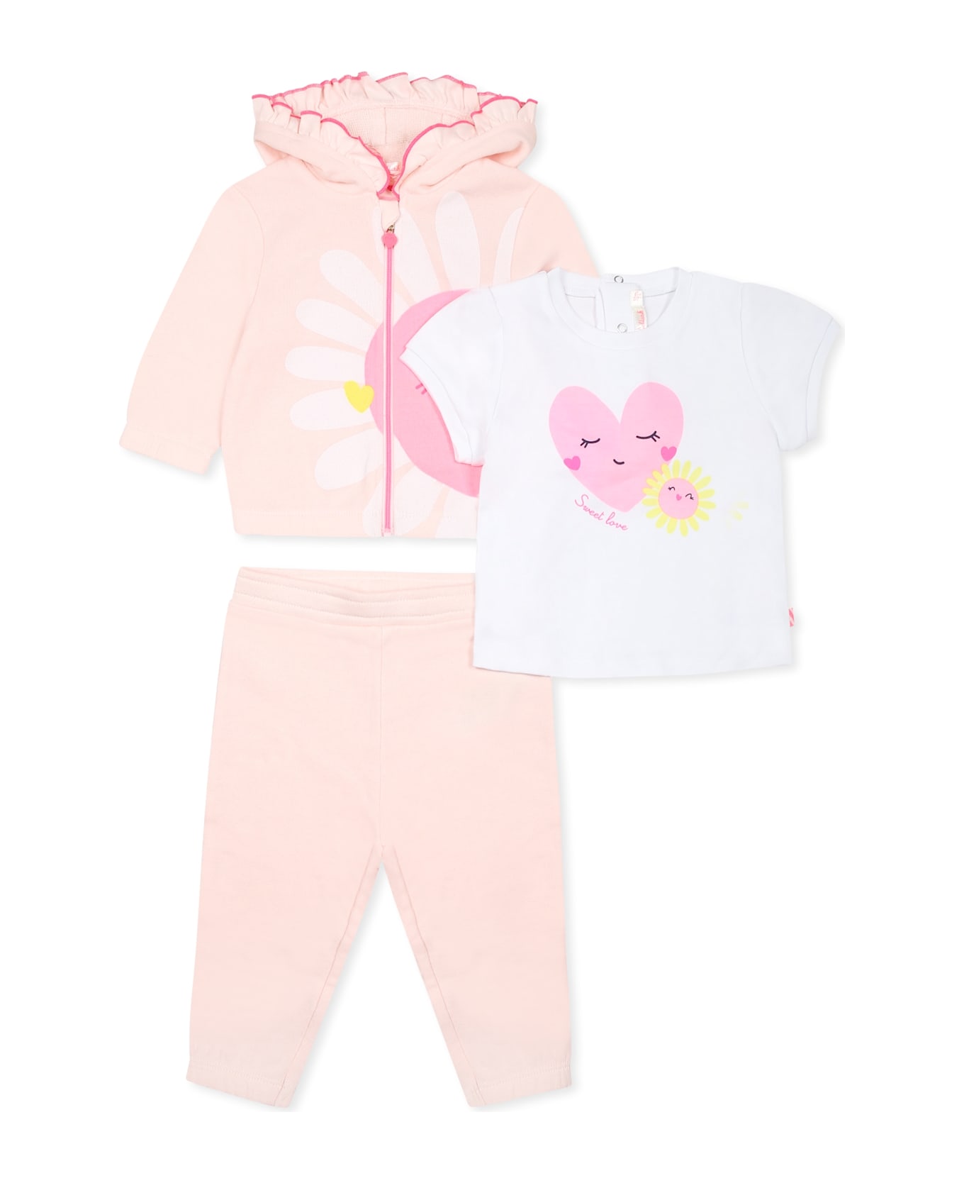 Billieblush Pink Suit For Baby Girl With Flower - Pink