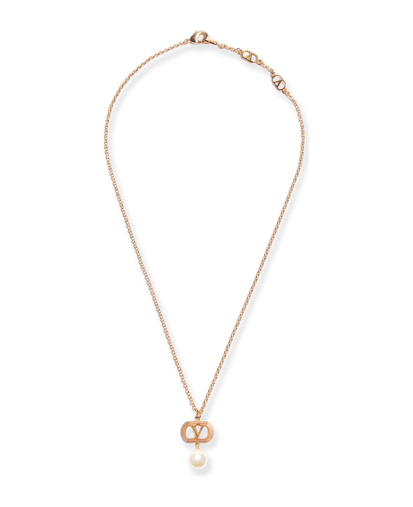 Valentino Garavani Ovalette Metal Necklace - ORO/CREAM