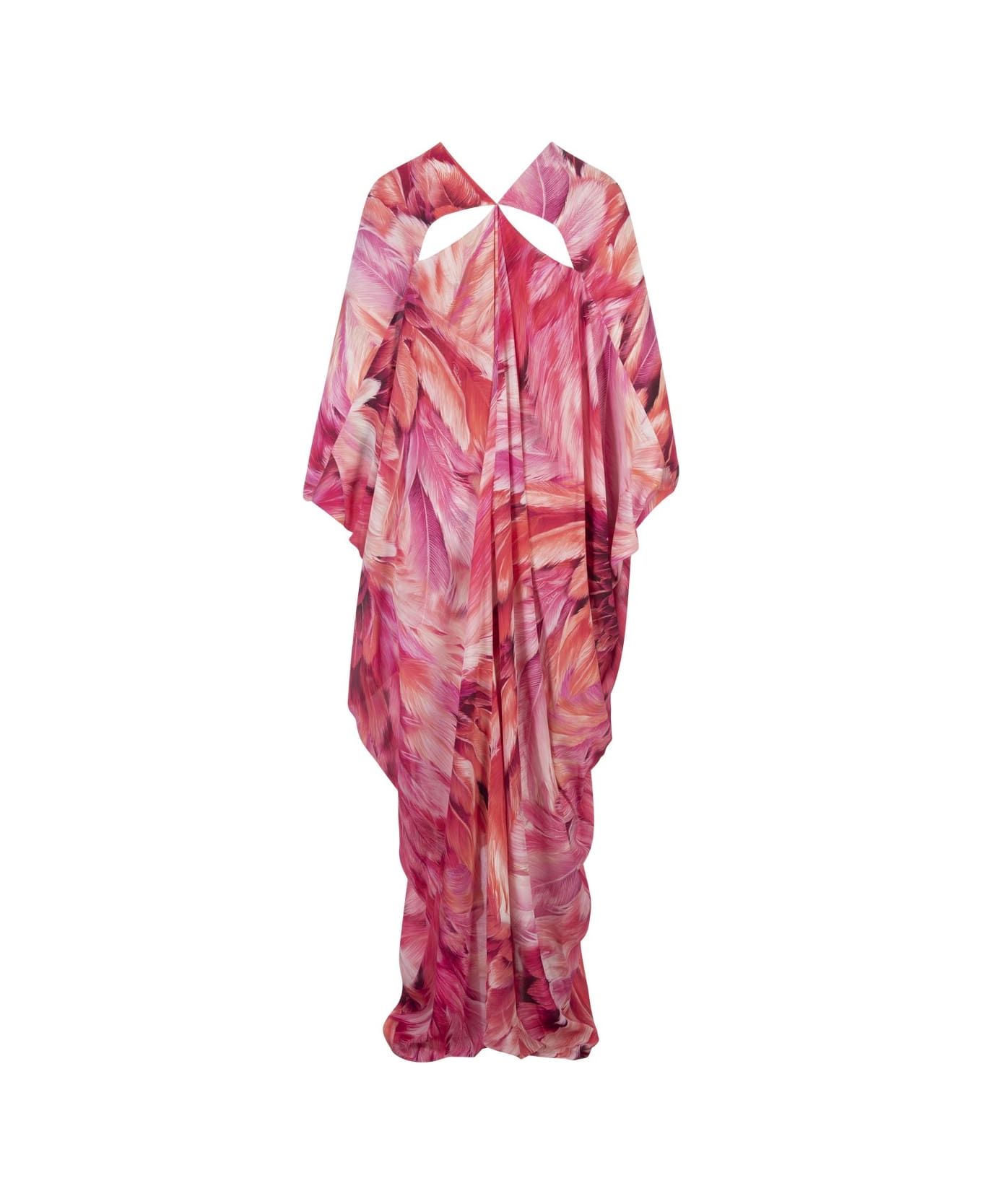 Roberto Cavalli Pink Kaftan With Plumage Print - Pink ジャンプスーツ