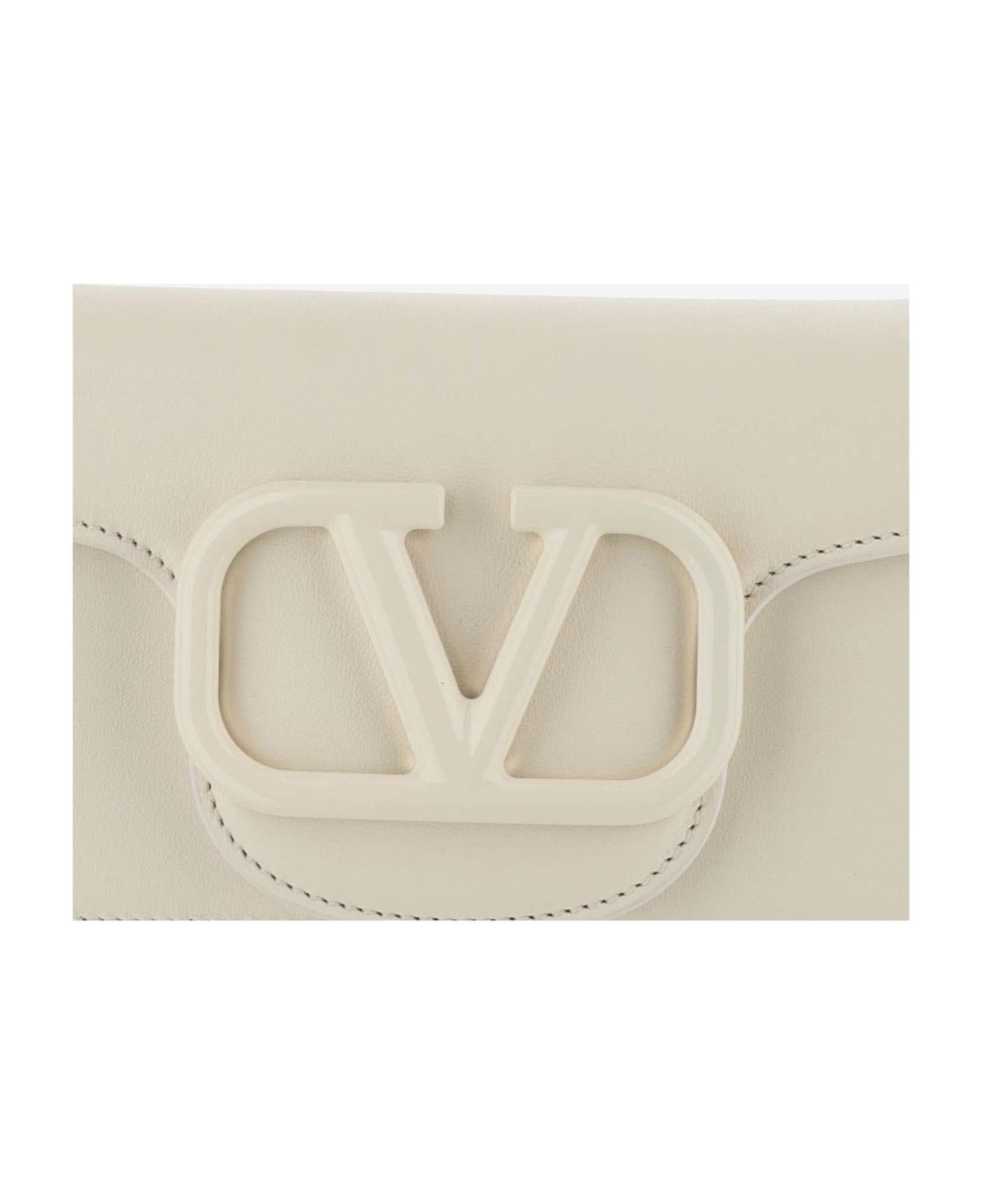 Valentino Garavani Locò Calfskin Shoulder Bag - White