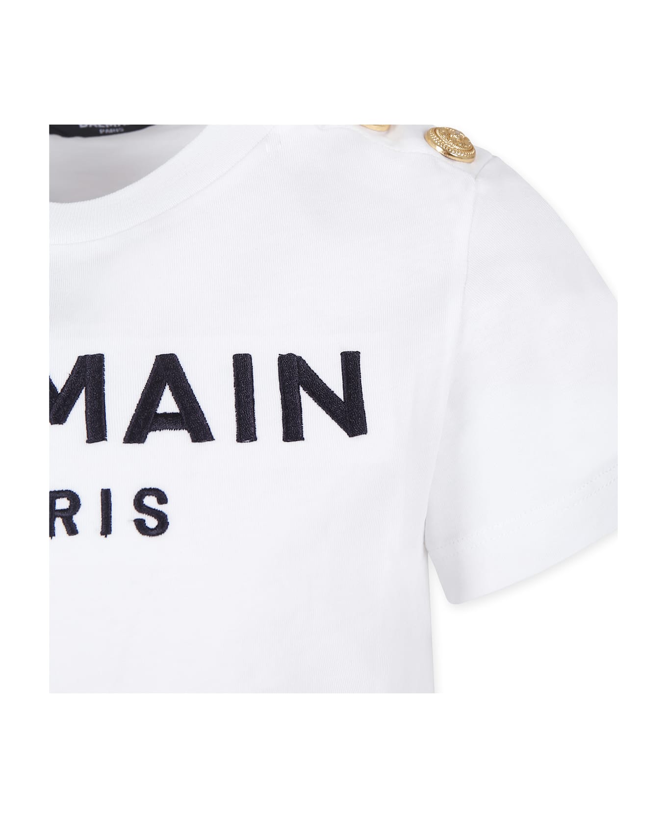 Balmain White T-shirt For Girl With Logo - White