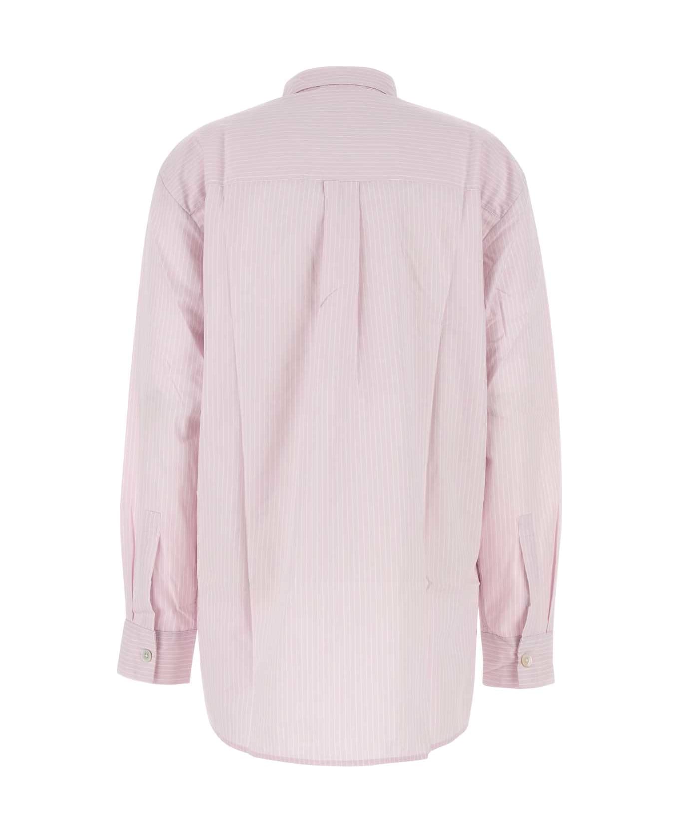 Tekla Embroidered Poplin Oversize Pyjama Shirt - ROSASTRIPES