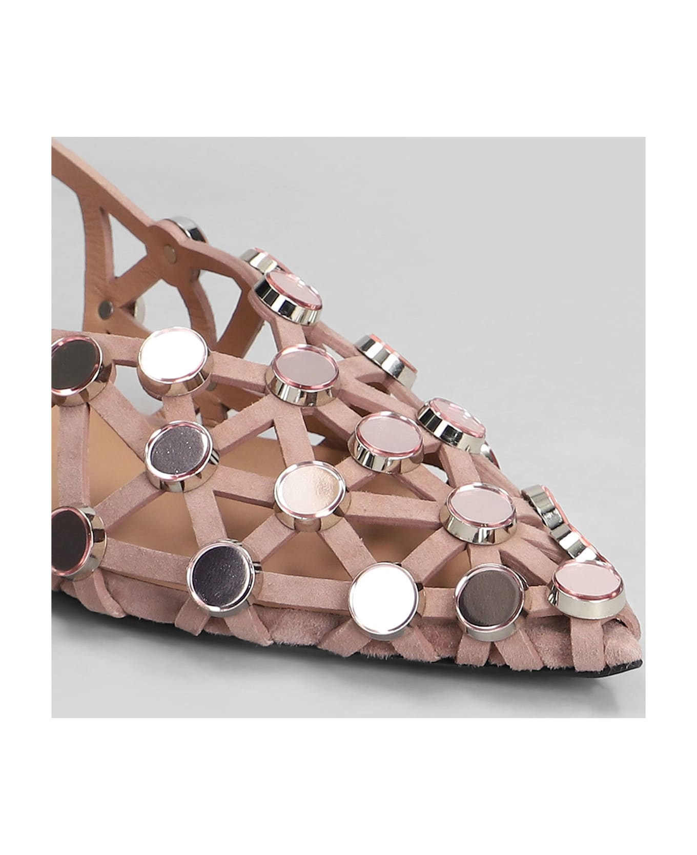 The Attico Grid Flats In Rose-pink Suede - rose-pink