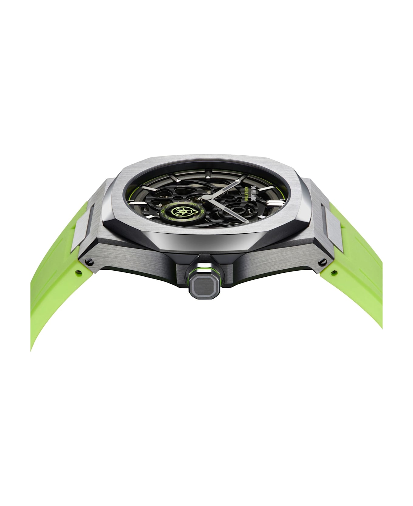 D1 Milano Slice Lime Skeleton Rubber Skrj15 Watch - Green