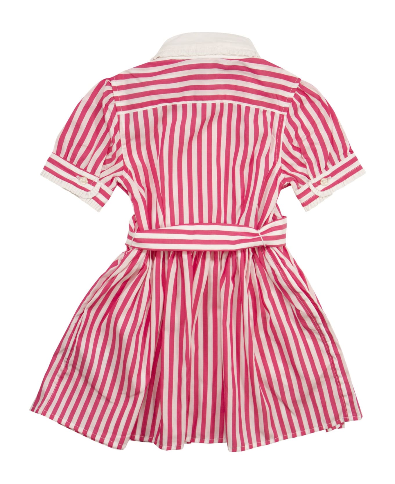 Polo Ralph Lauren Striped Cotton Chemisier With Belt - Pink/white