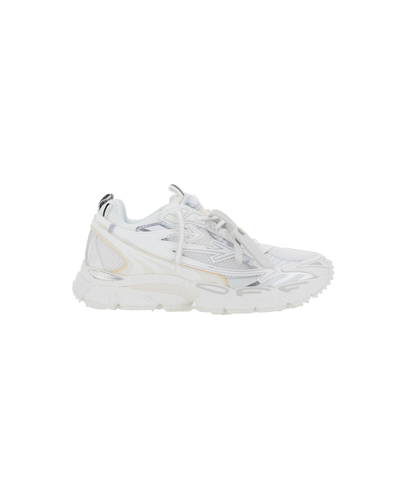 Off-White 'ow Be Right' White Low Top Sneakers With Zip-tie Detail In Mesh And Leather Man - White