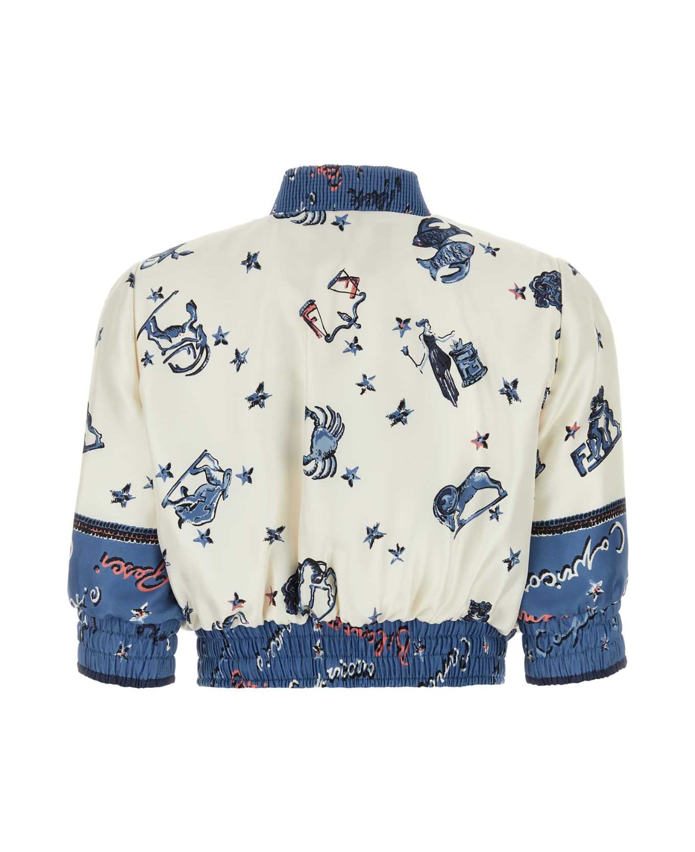 Fendi Printed Satin Bomber Jacket - PERFECT