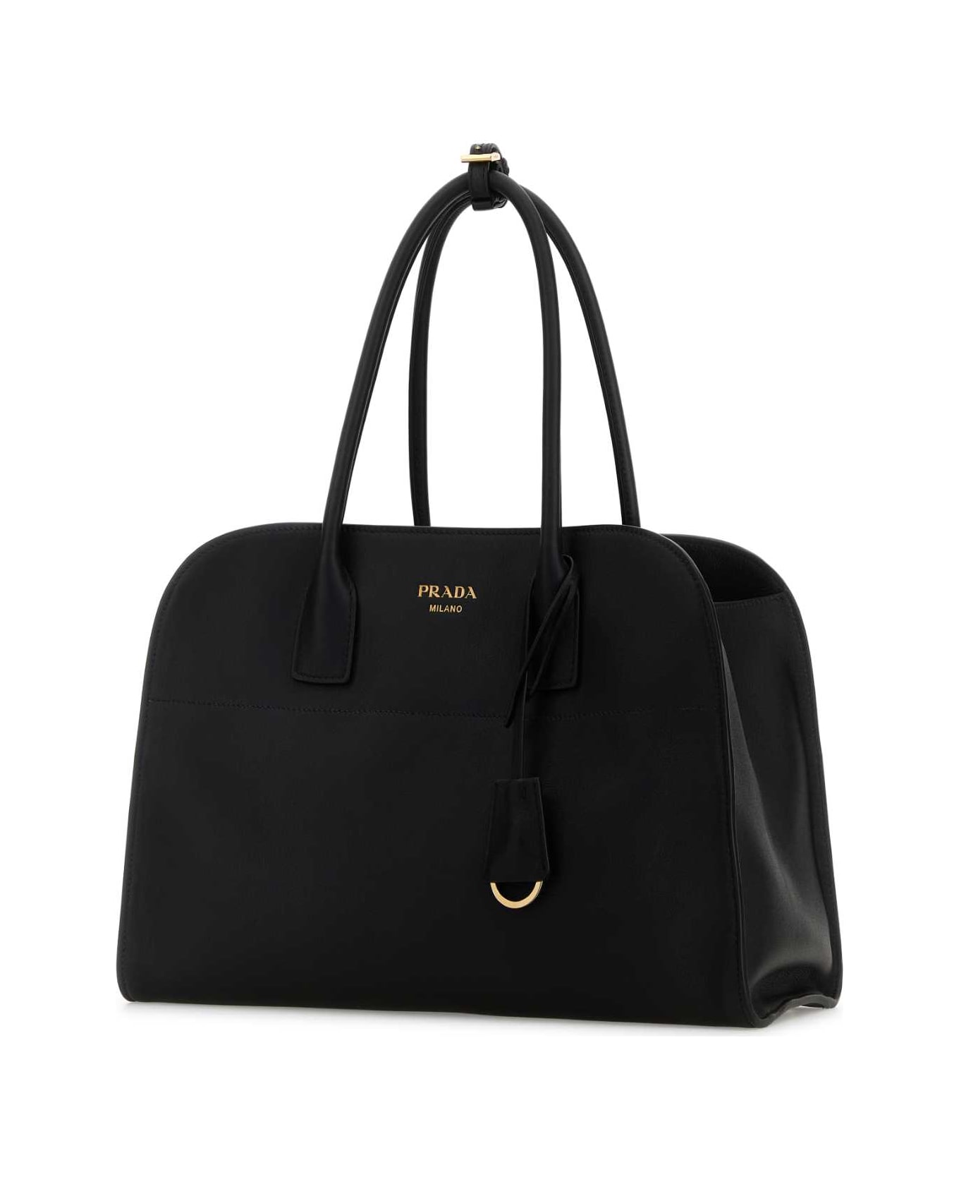 Prada Black Leather Medium Shopping Bag - NERO