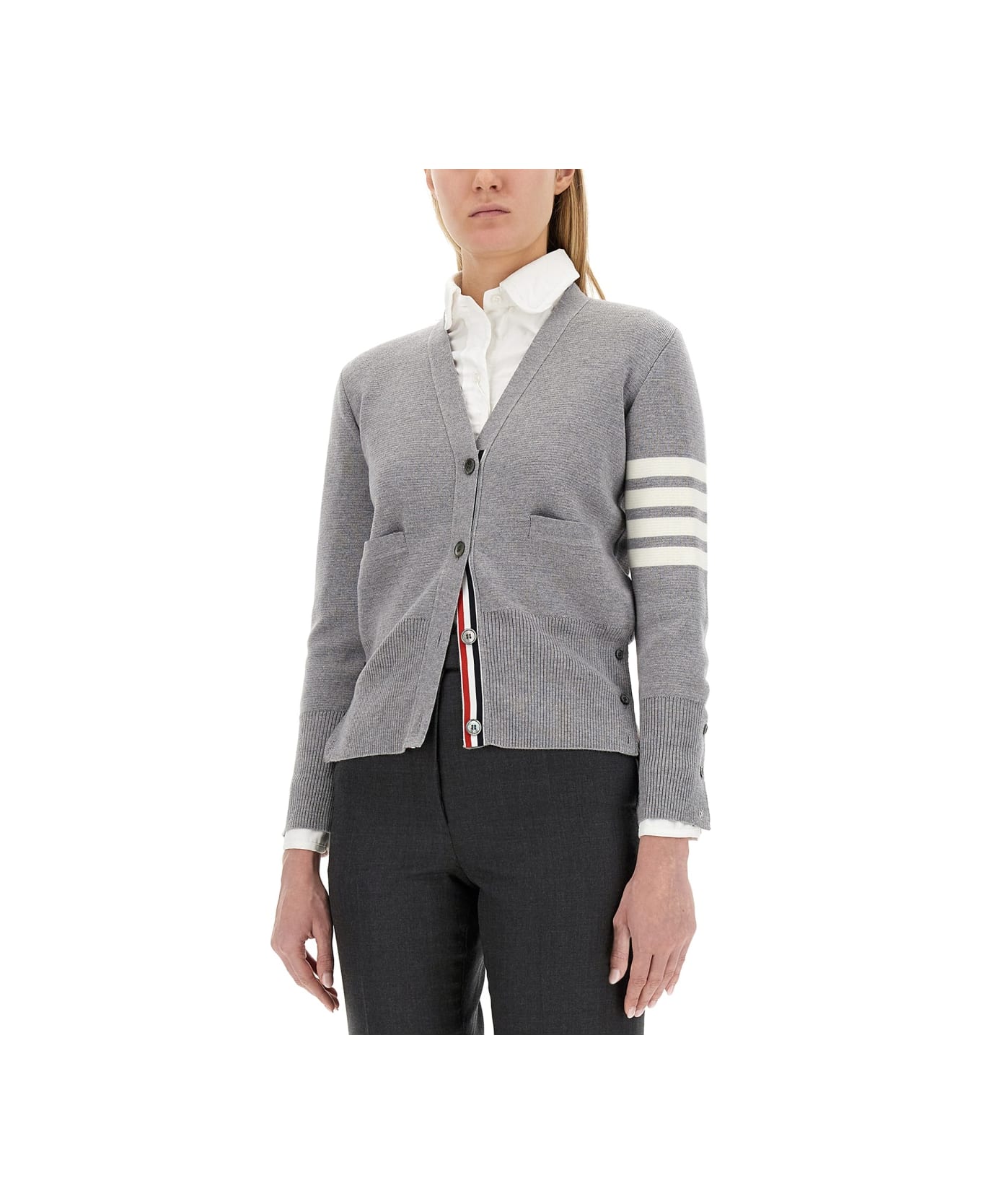 Thom Browne V-neck Cardigan - GREY