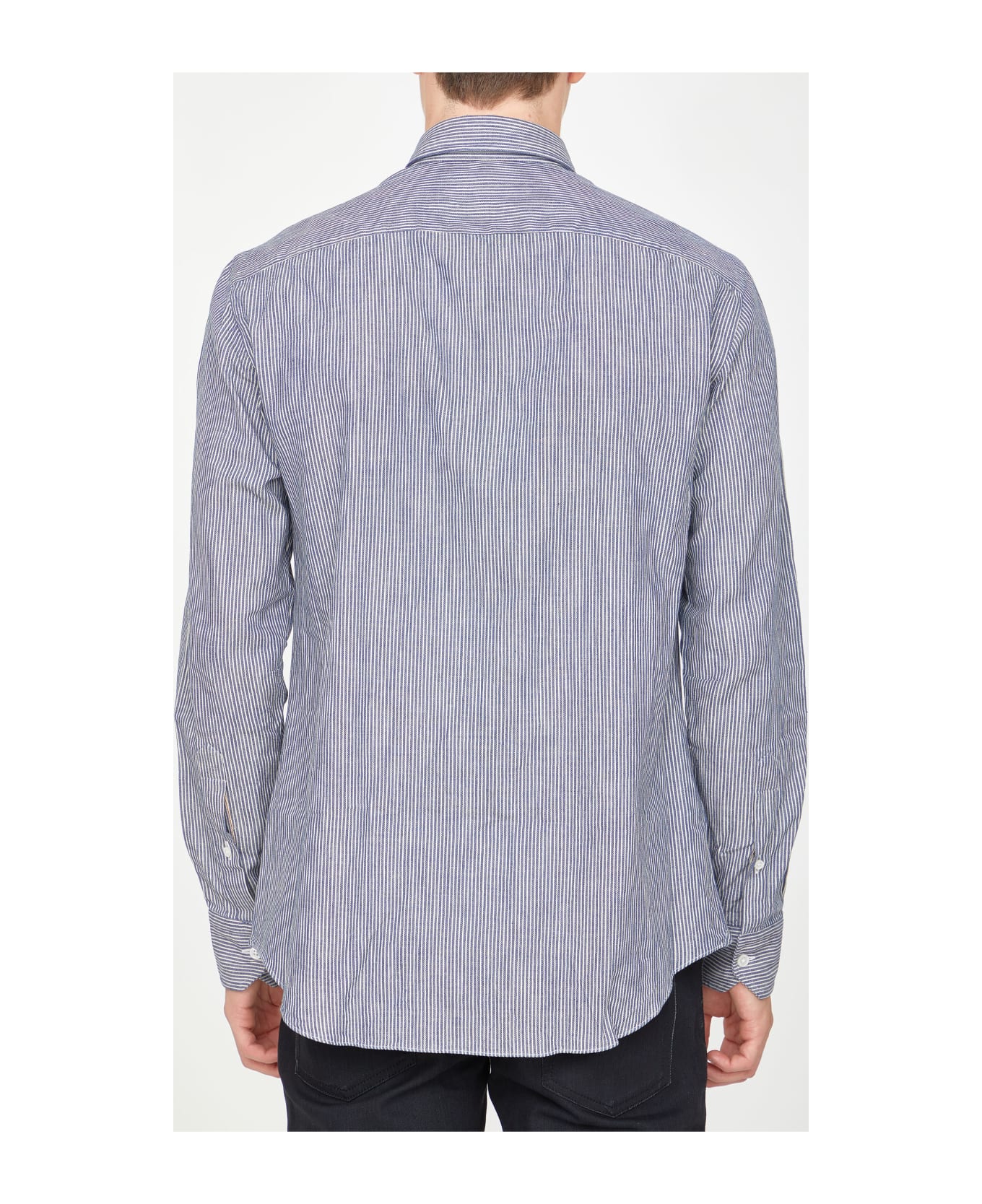 Salvatore Piccolo Striped Cotton Shirt - LIGHT BLUE