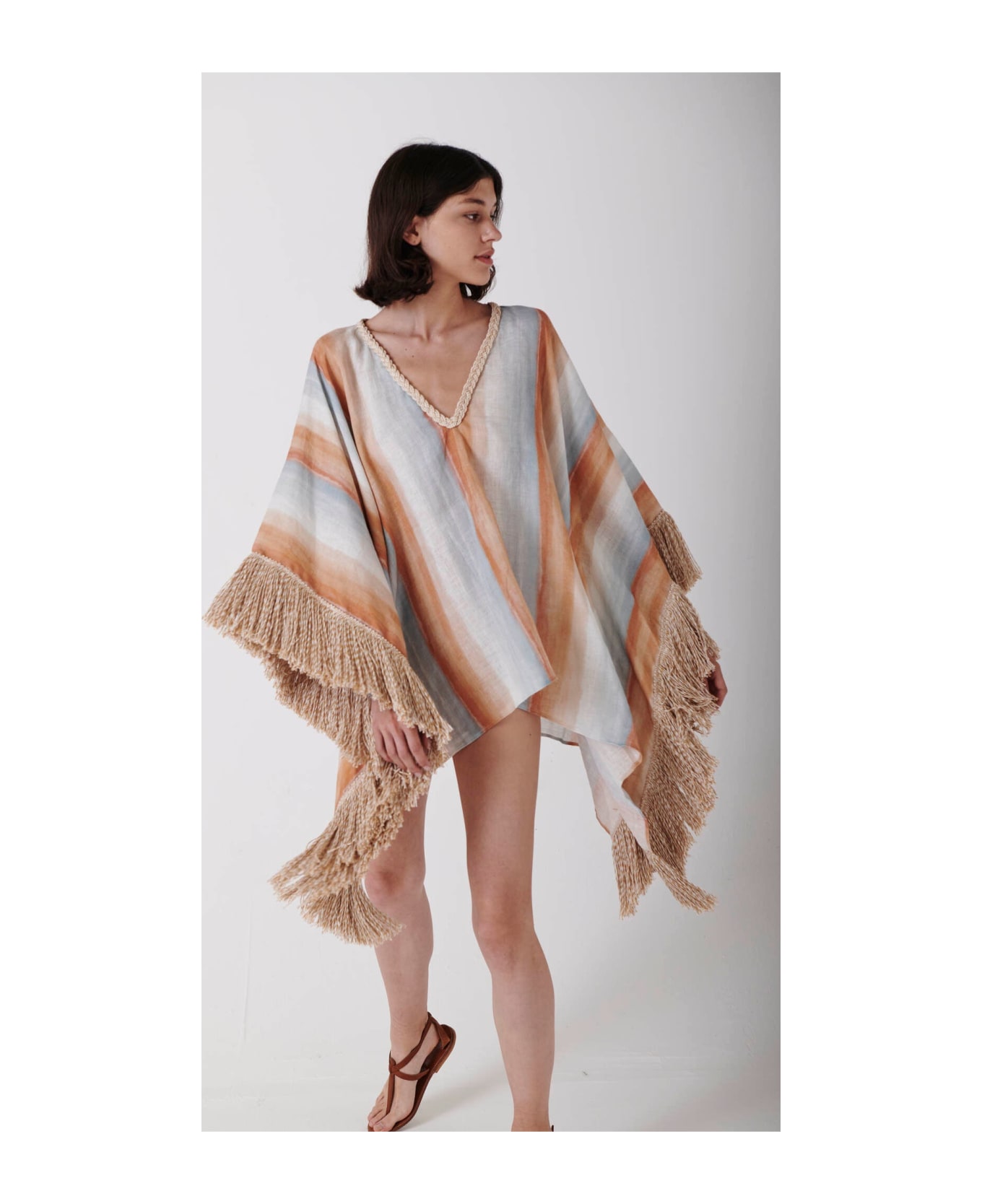 Amotea Bea In Striped Linen - Multicolor ワンピース＆ドレス
