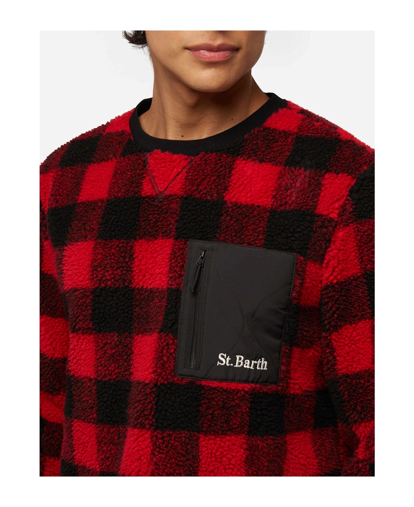 MC2 Saint Barth Teddy-fleece Sweatshirt Oak With Check Print
