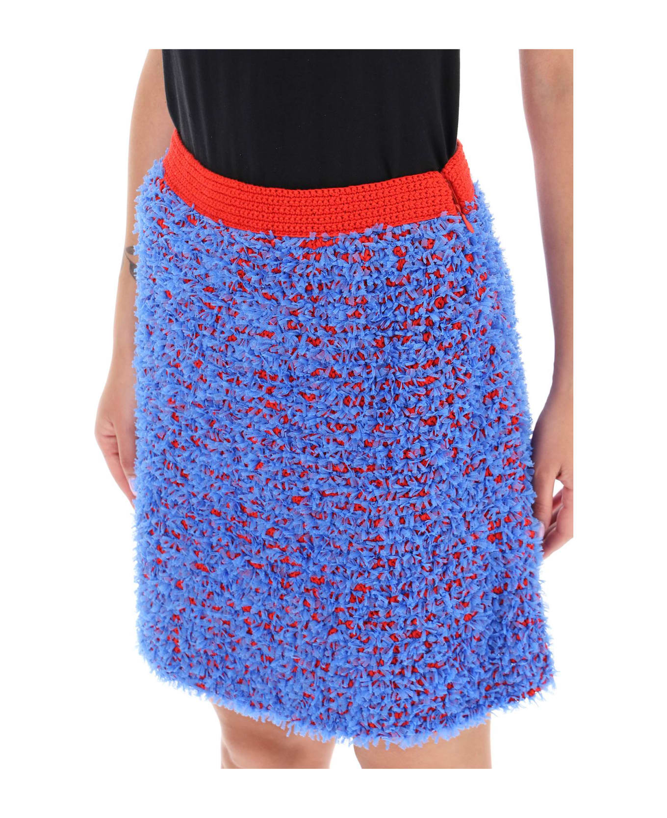 Tory Burch Tweed Mini Skirt - BLUE COSMO RED CHILI (Red)