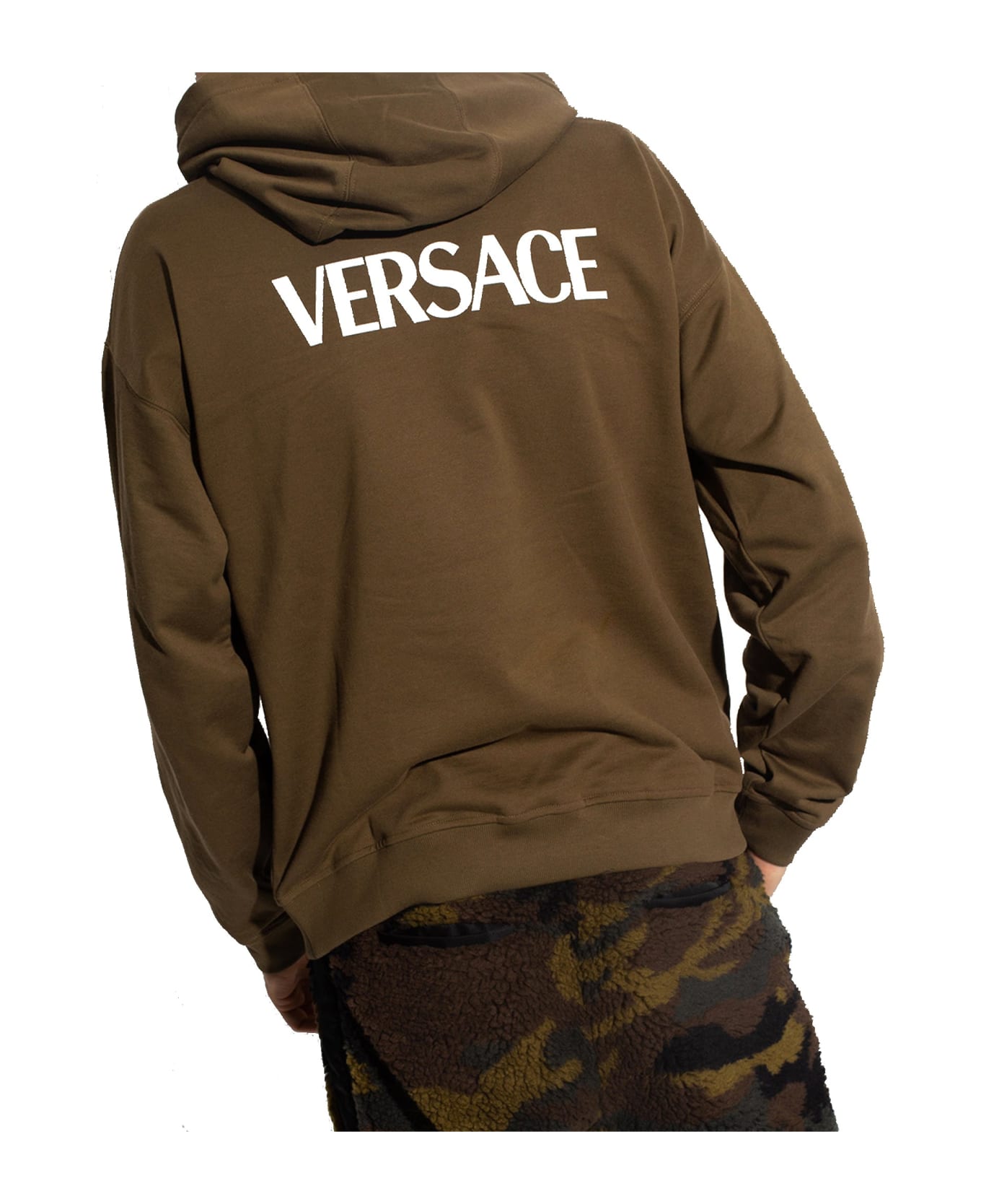 Versace Logo Hooded Sweatshirt - Brown