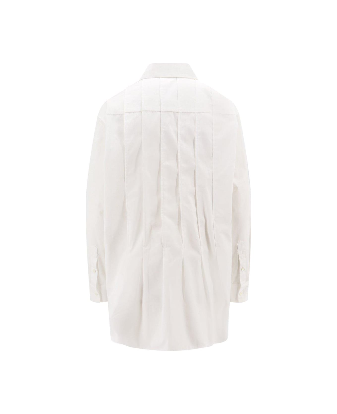 Sacai Collared Pleated Long-sleeved Shirt - Bianco