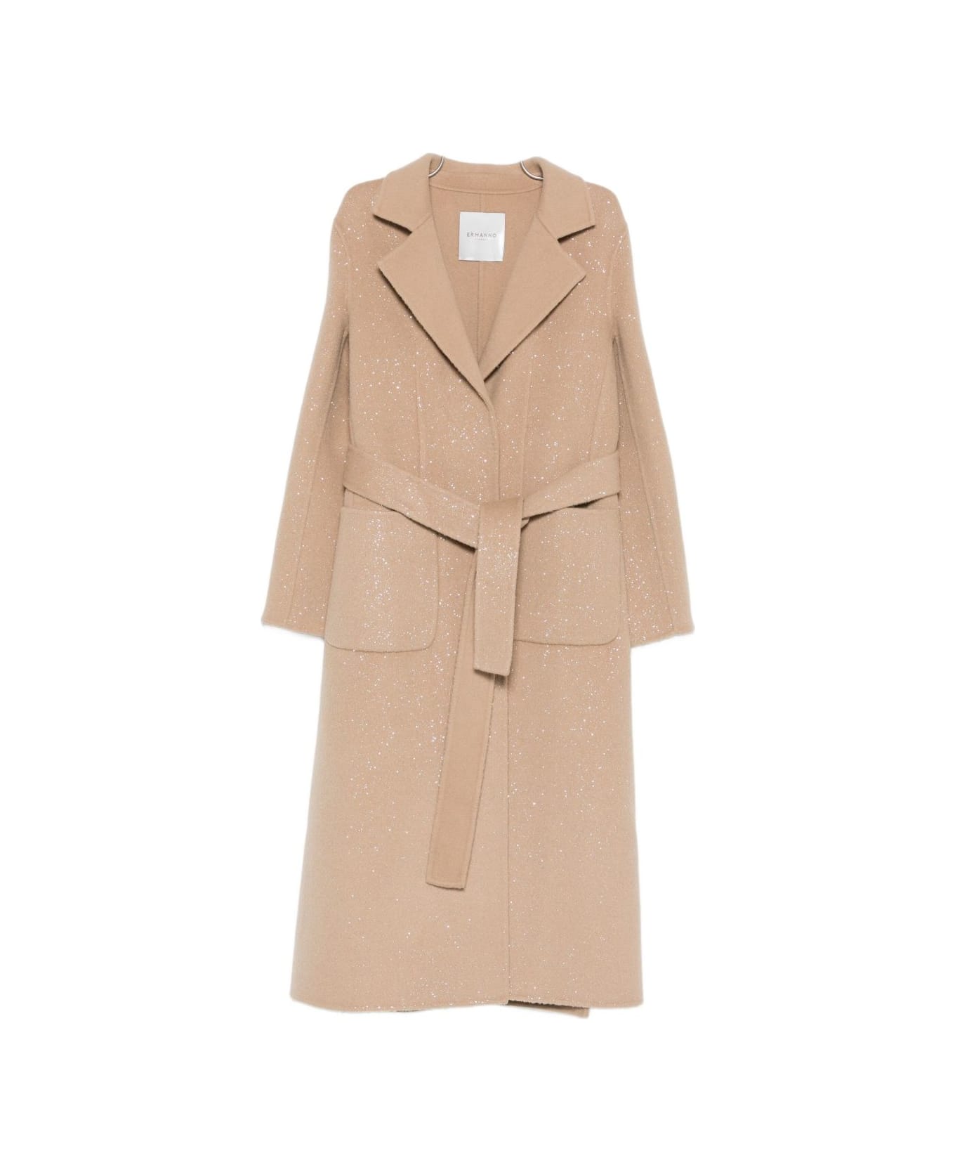 Ermanno Firenze Belted Long Coat - Dove Grey