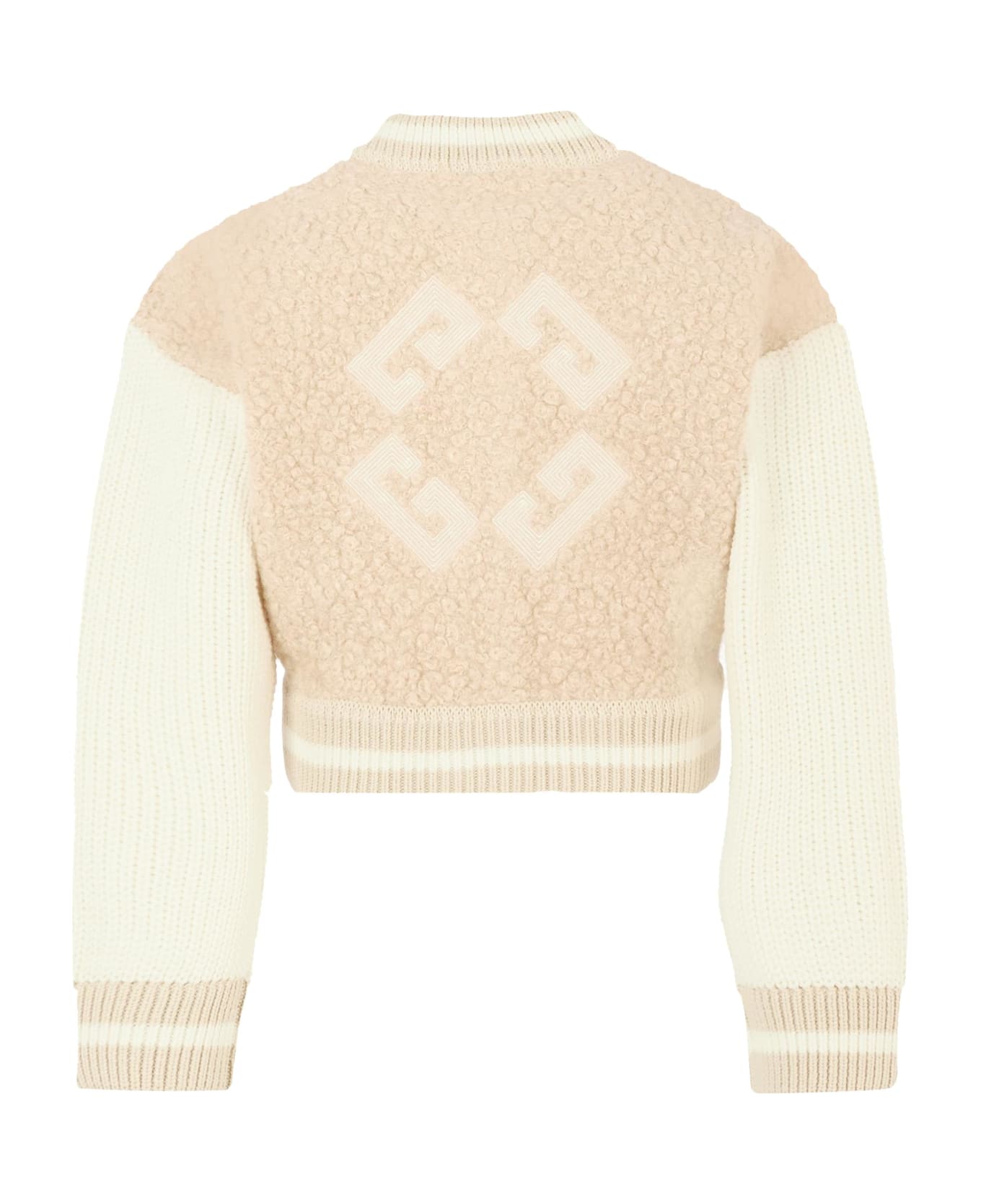 Givenchy Beige Bomber Jacket For Girl With Logo - Beige