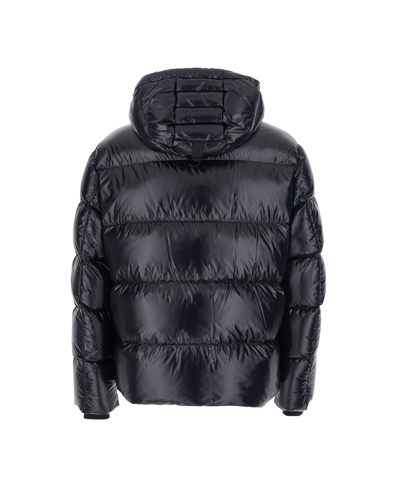 Moose Knuckles Black Down Jacket With Removable Hood And Logo Patch On The Sleeve In Tech Fabric Man - Black