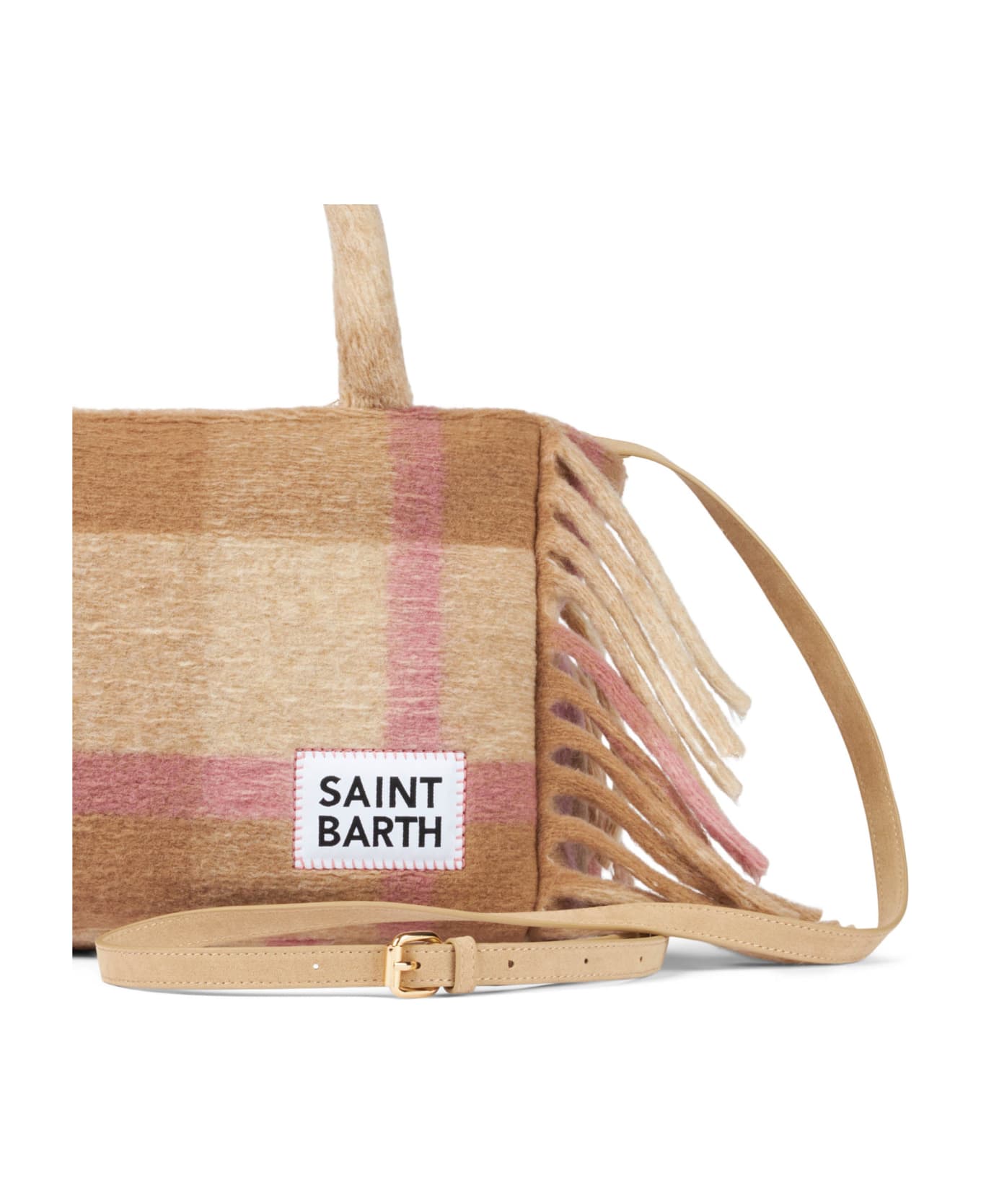 MC2 Saint Barth Colette Blanket Handbag With Tartan Print - WHITE