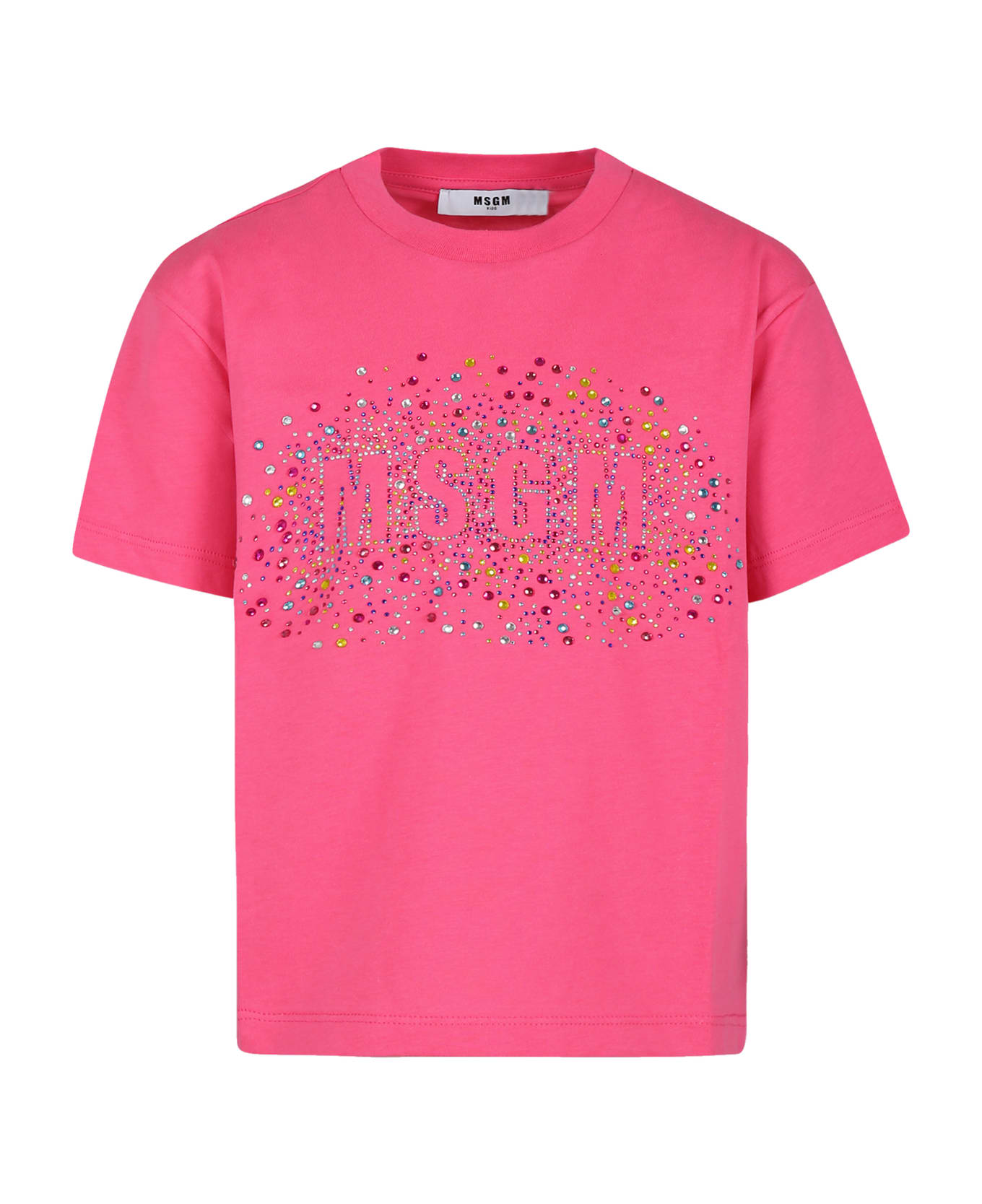 MSGM Pink T-shirt For Girl With Logo - Fuchsia