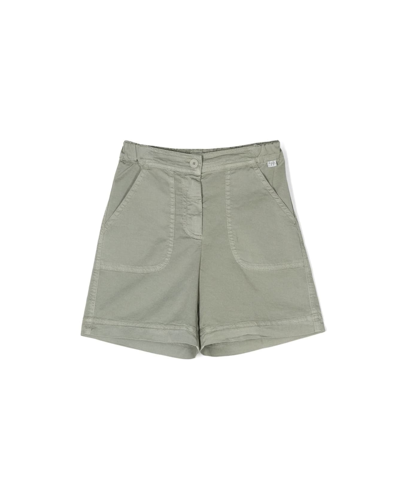 Il Gufo Khaki Green Bermuda Shorts In Cotton Girl
