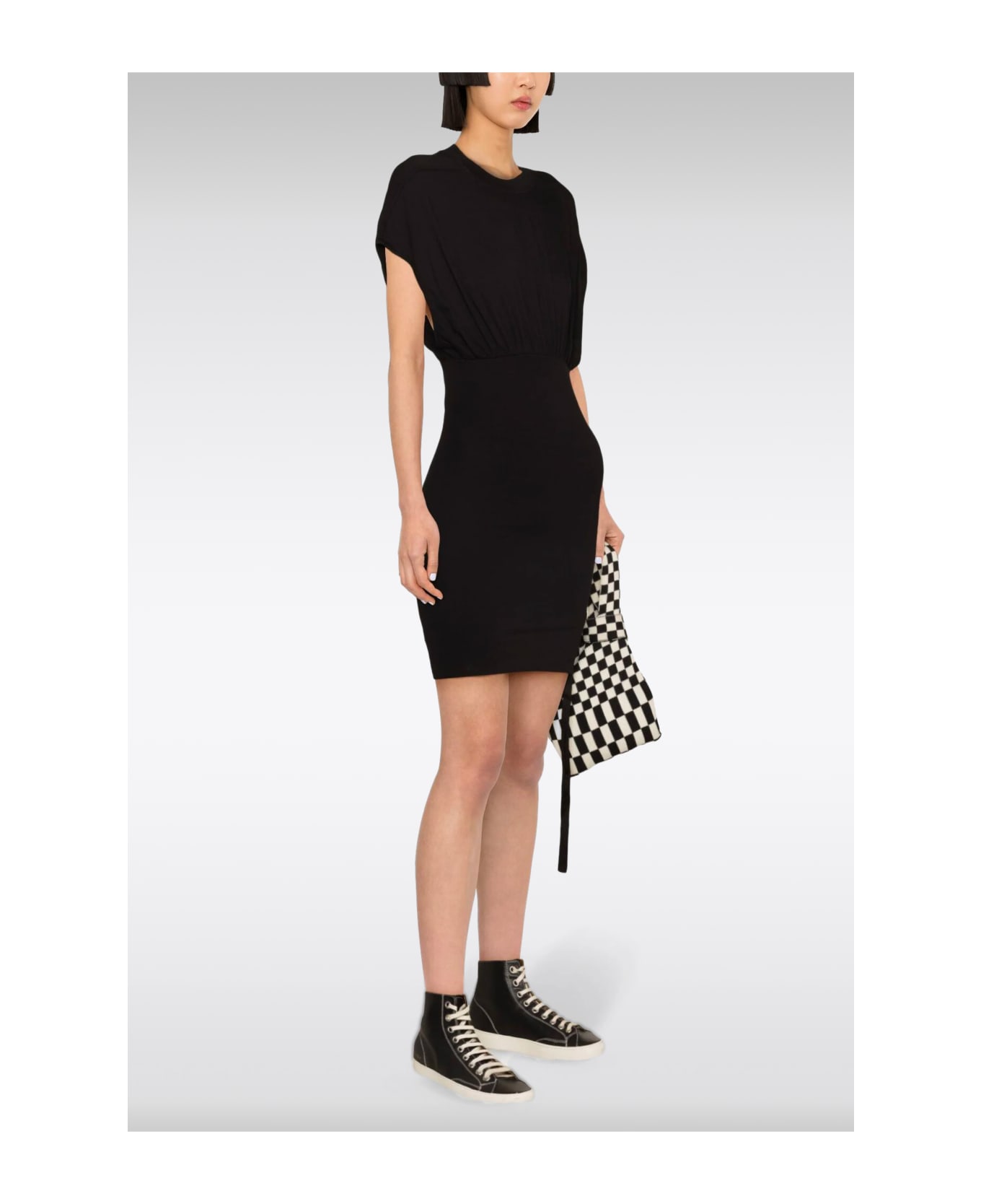 DRKSHDW Cinched Sl Tommy Mini Dress Black cotton short sleveless dress - Cinched SL Tommy Mini Dress - Nero
